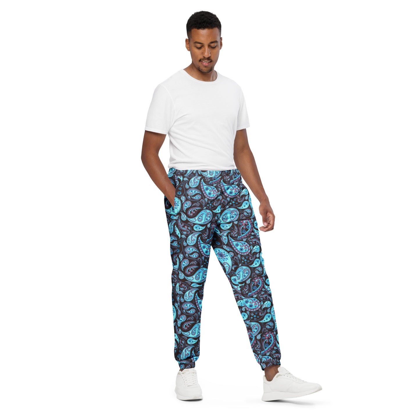 Unisex track pants Adult Activewear Teal-Blue Light Blue Paisley Design Pattern