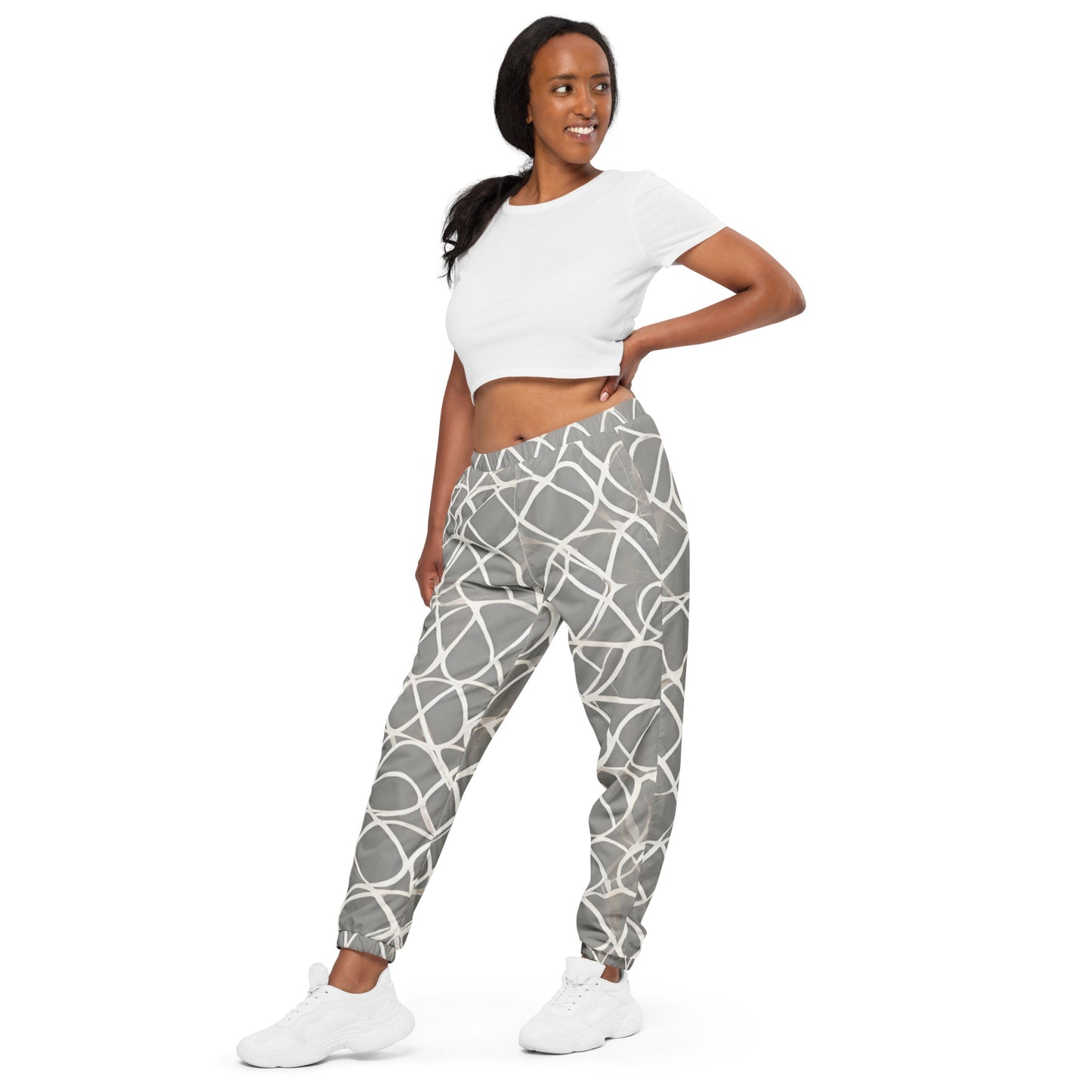 Unisex track pants Adult Activewear Beige and White Design