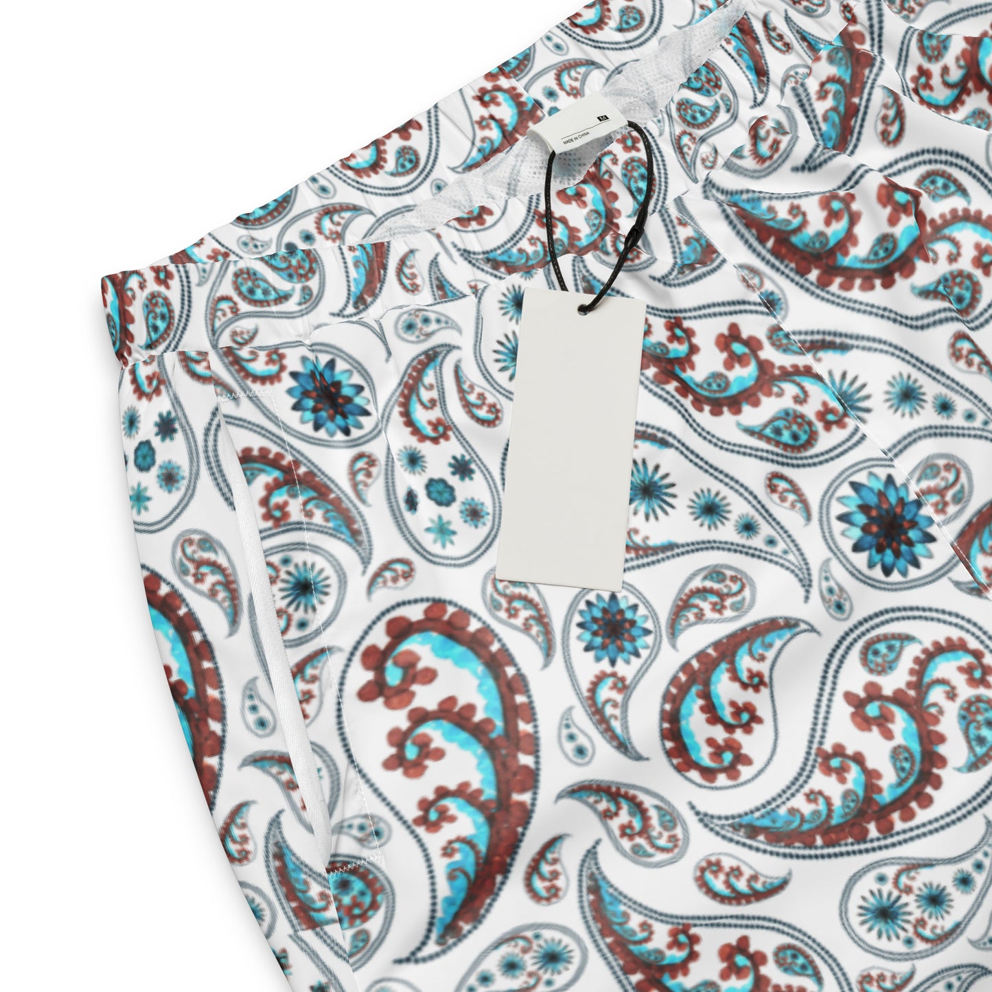Unisex track pants Adult Activewear White Tan Paisley Design Pattern