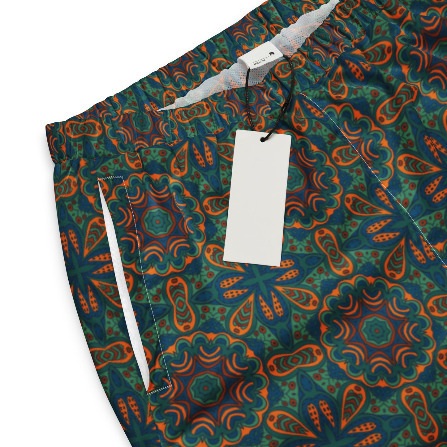 Unisex track pants Adult Activewear Dark Teal Blue and Green Dark Yellow Design