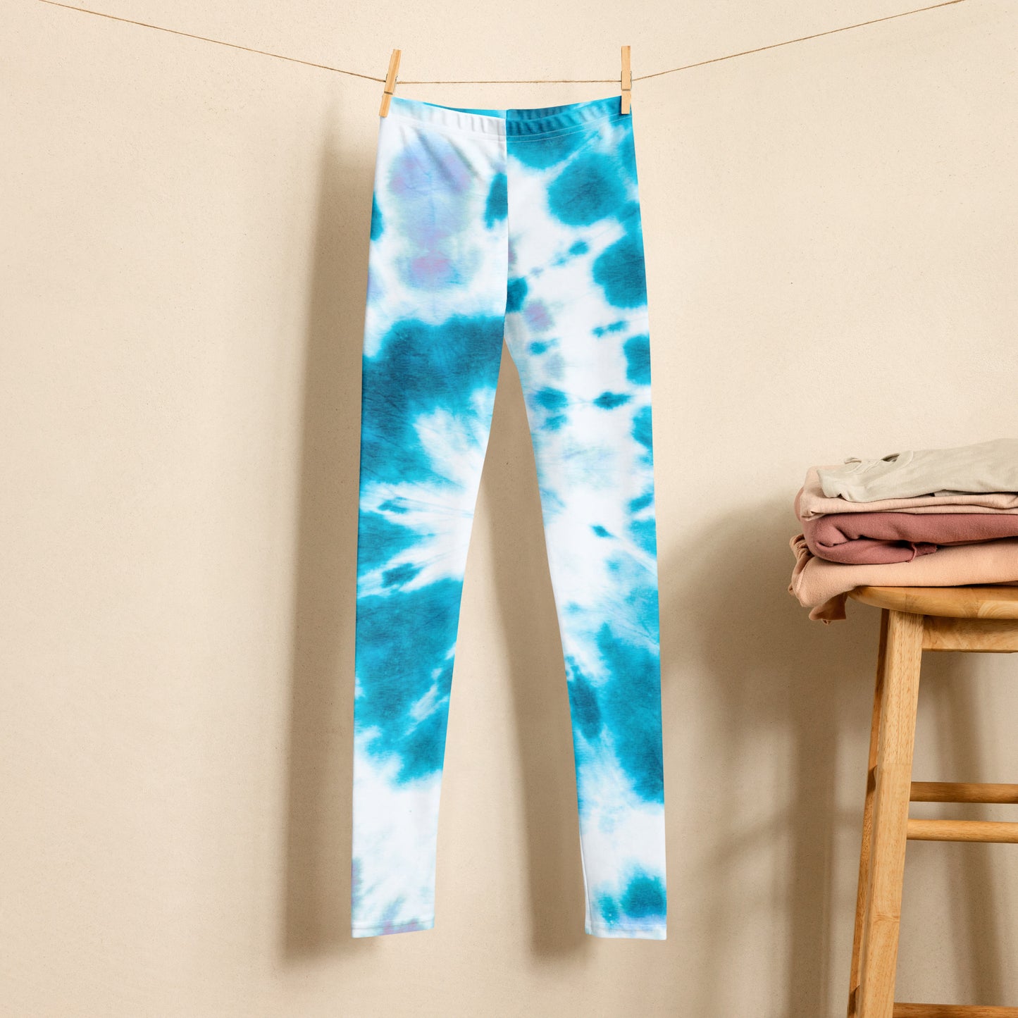 Youth Leggings Please Pay Attention To Sizes Activewear Blue White Tie Dye
