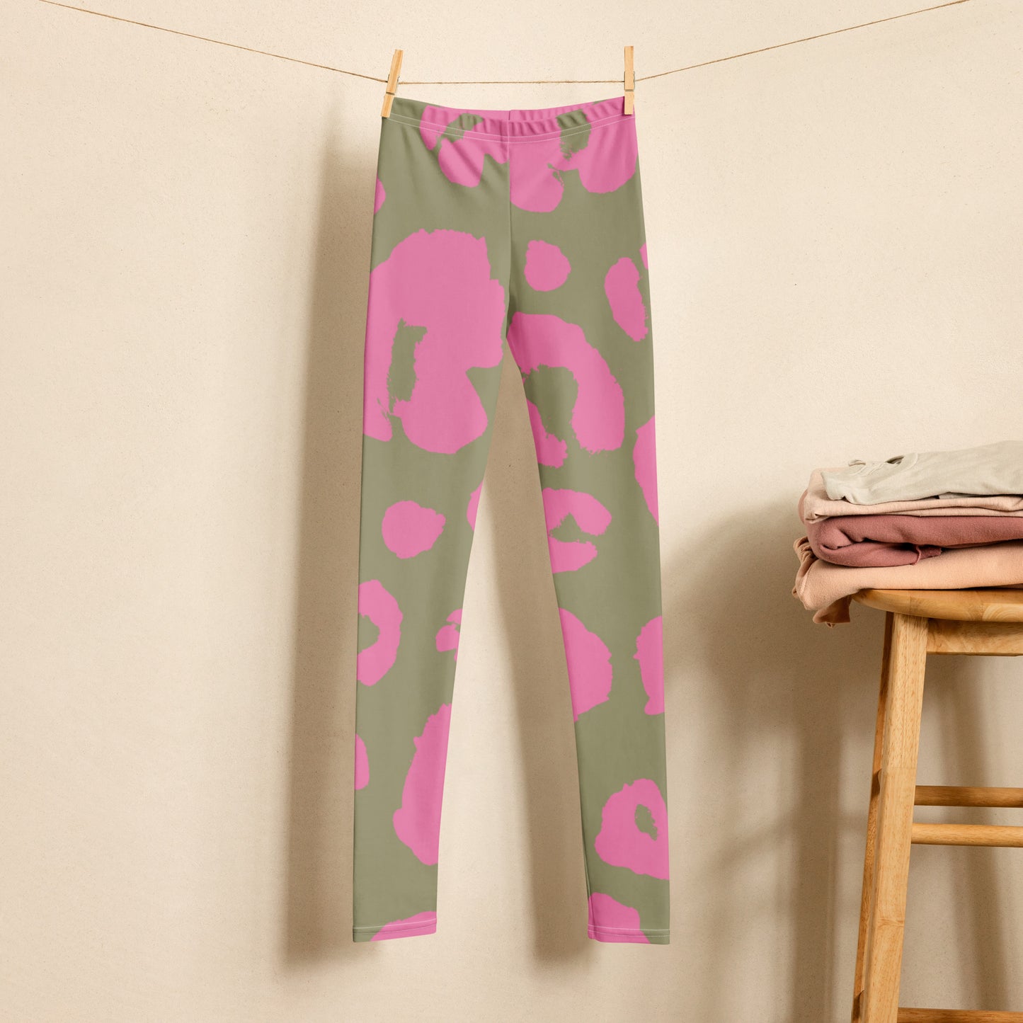 Youth Leggings Please Pay Attention To Sizes Activewear Greenish/Brown And Pink