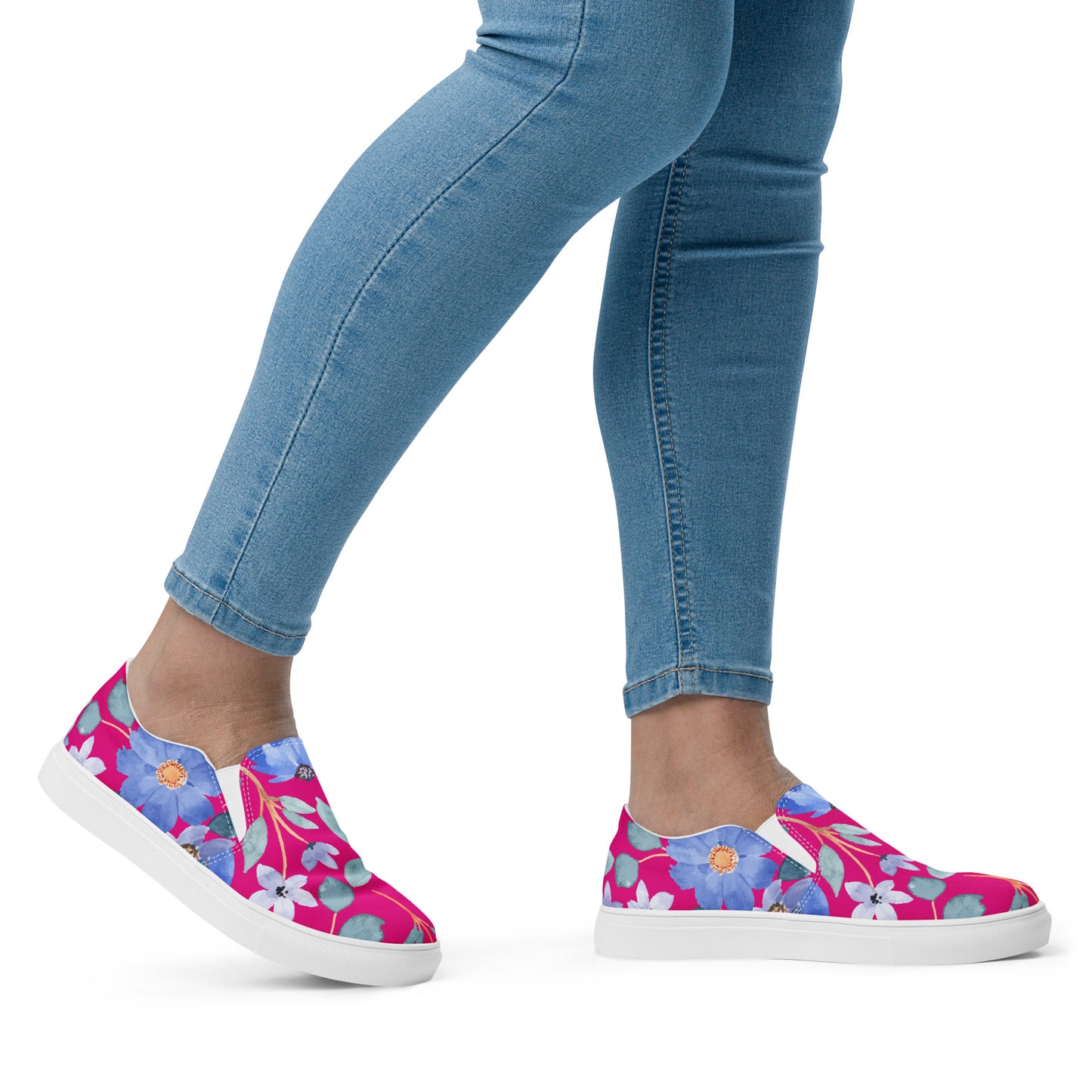 Women’s slip-on canvas shoes Pinky Flowers