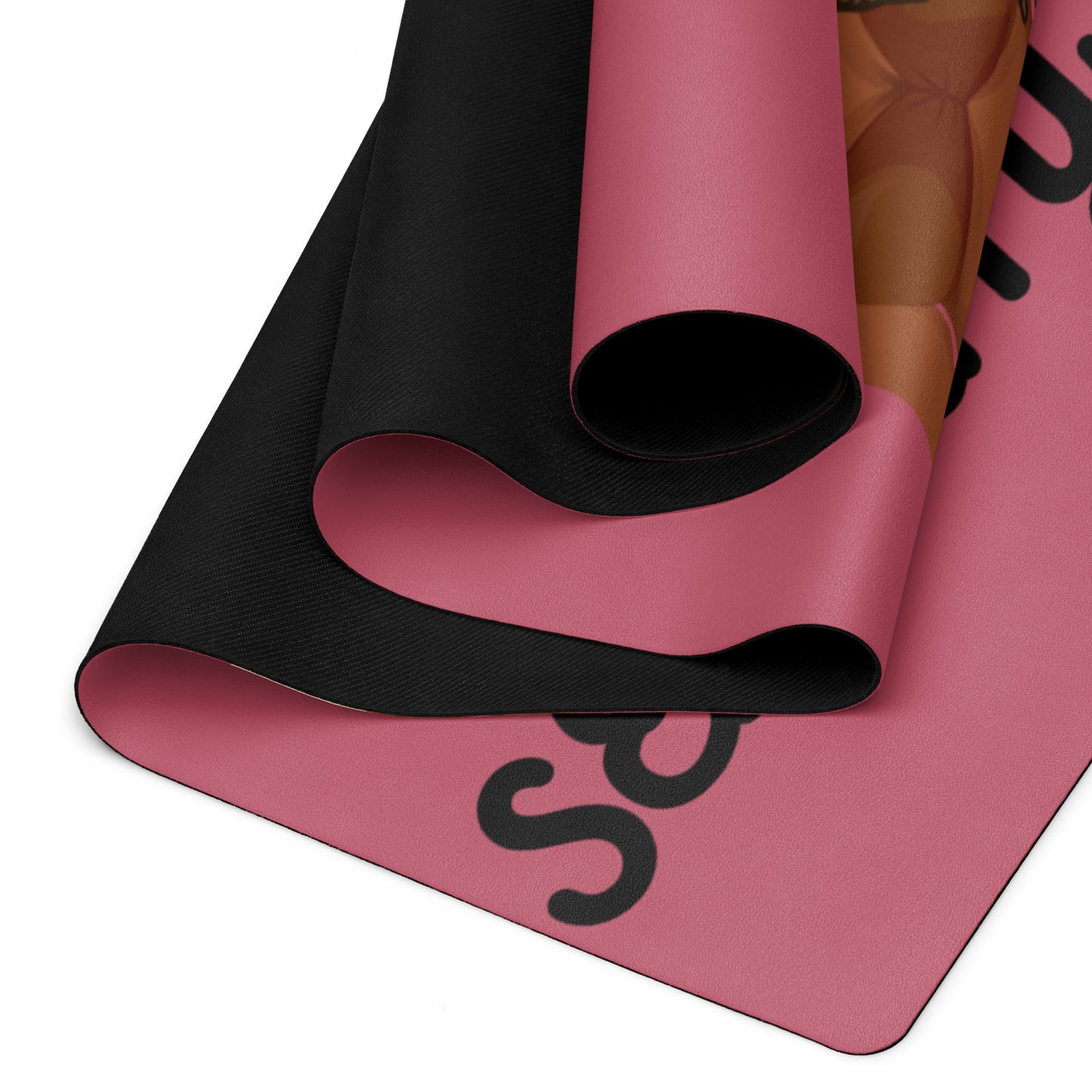 Yoga mat adult unisex colors mauve browns black writing Accessories