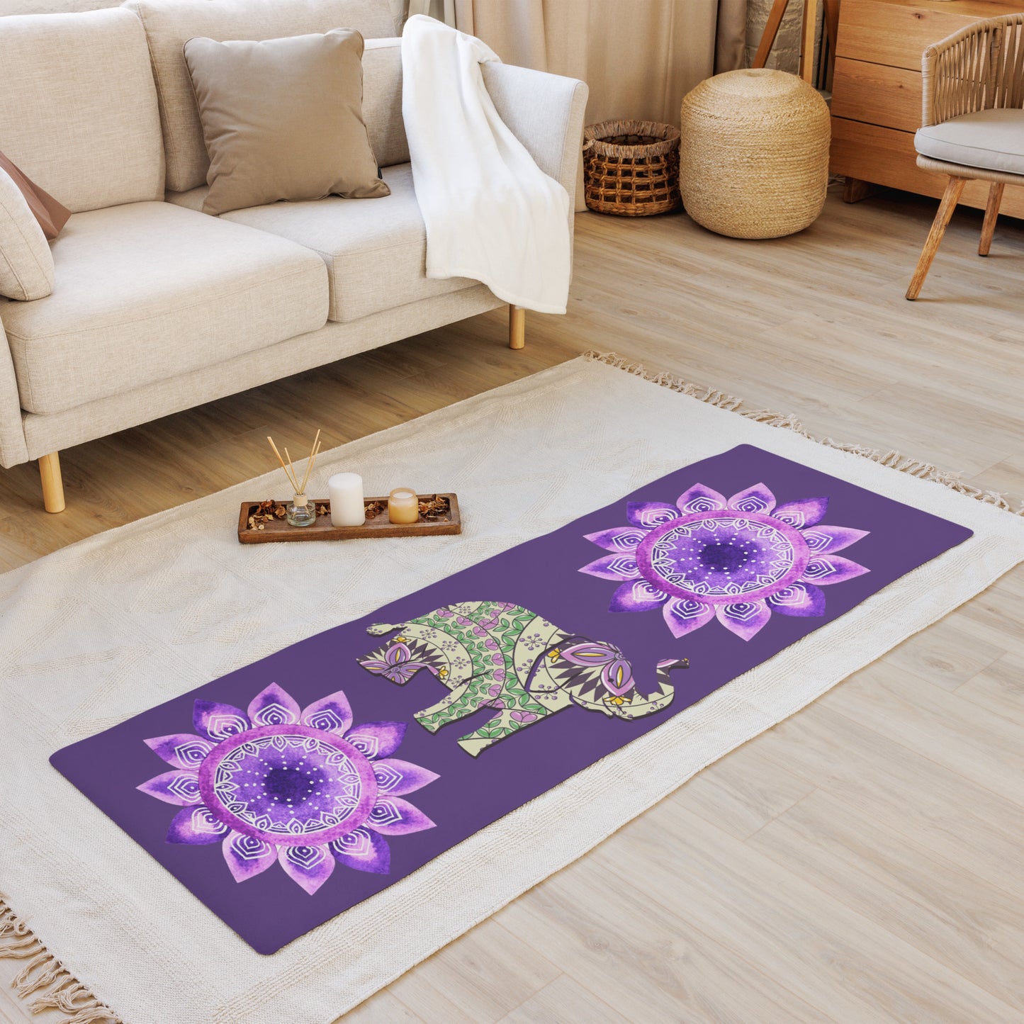 Yoga mat adult unisex colors browns mauve black writing Accessories