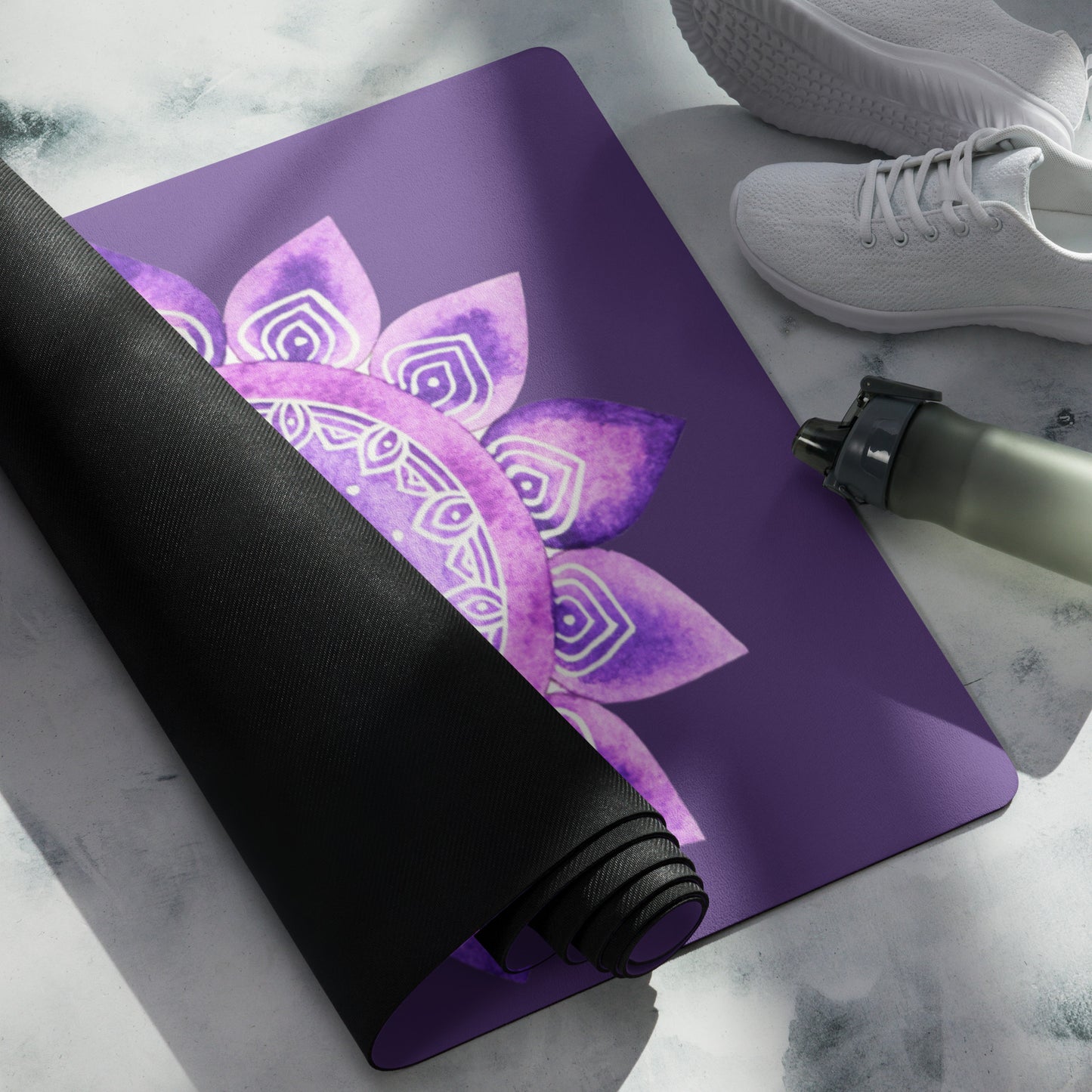 Yoga mat adult unisex colors browns mauve black writing Accessories