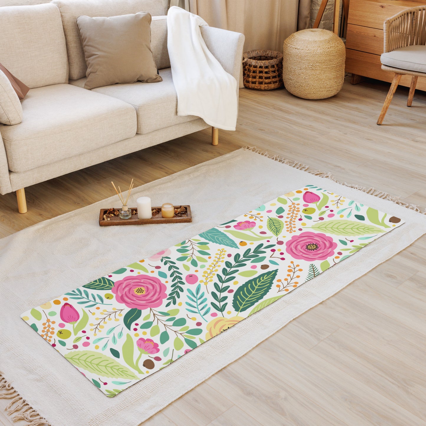 Yoga mat adult unisex colors pinks yellow greens white purple Accessories