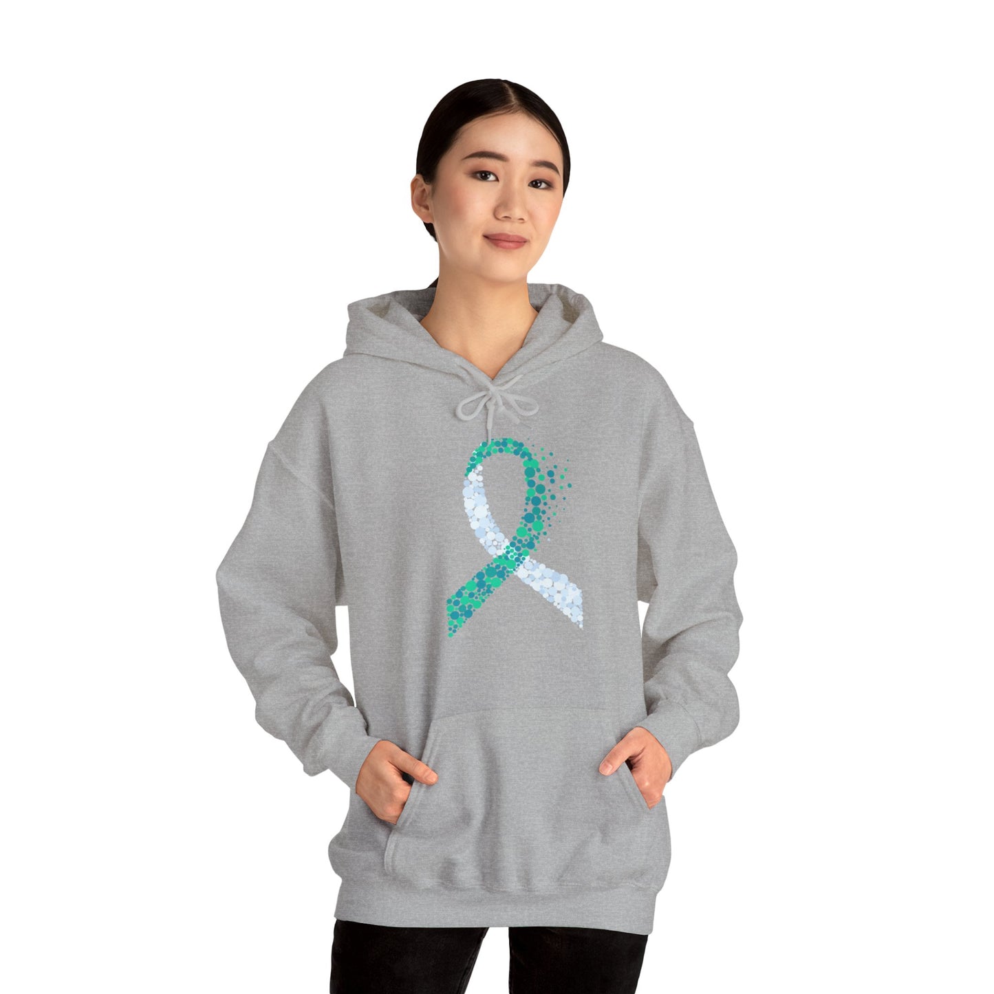 Unisex Heavy Blend™ Hooded Sweatshirt SUICIDE PREVENTION AWARENESS RIBBON TEAL/PURPLE ADULT/TEEN ACTIVEWEAR