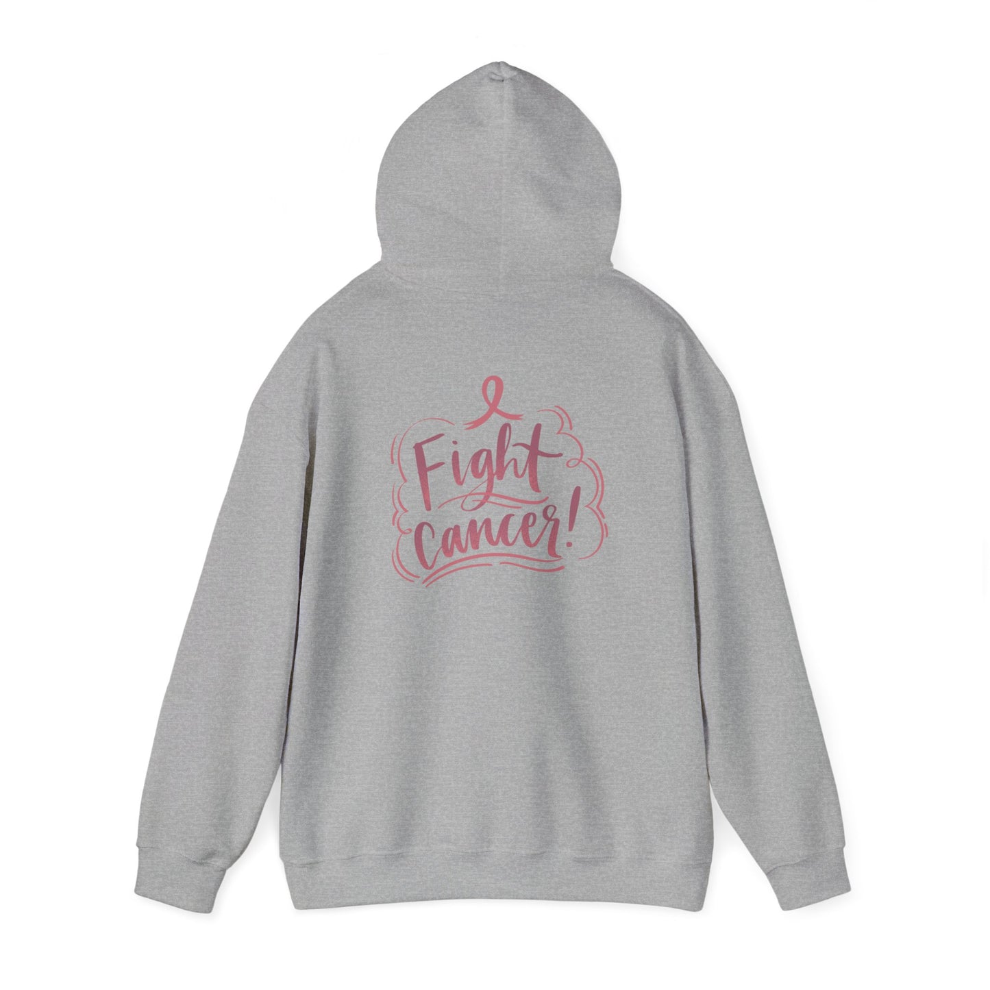 Unisex Heavy Blend™ Hooded Sweatshirt Adult/Teen Activewear on Front Pink World for Fighting Cancer and on Back Fight Cancer in Pink Writing