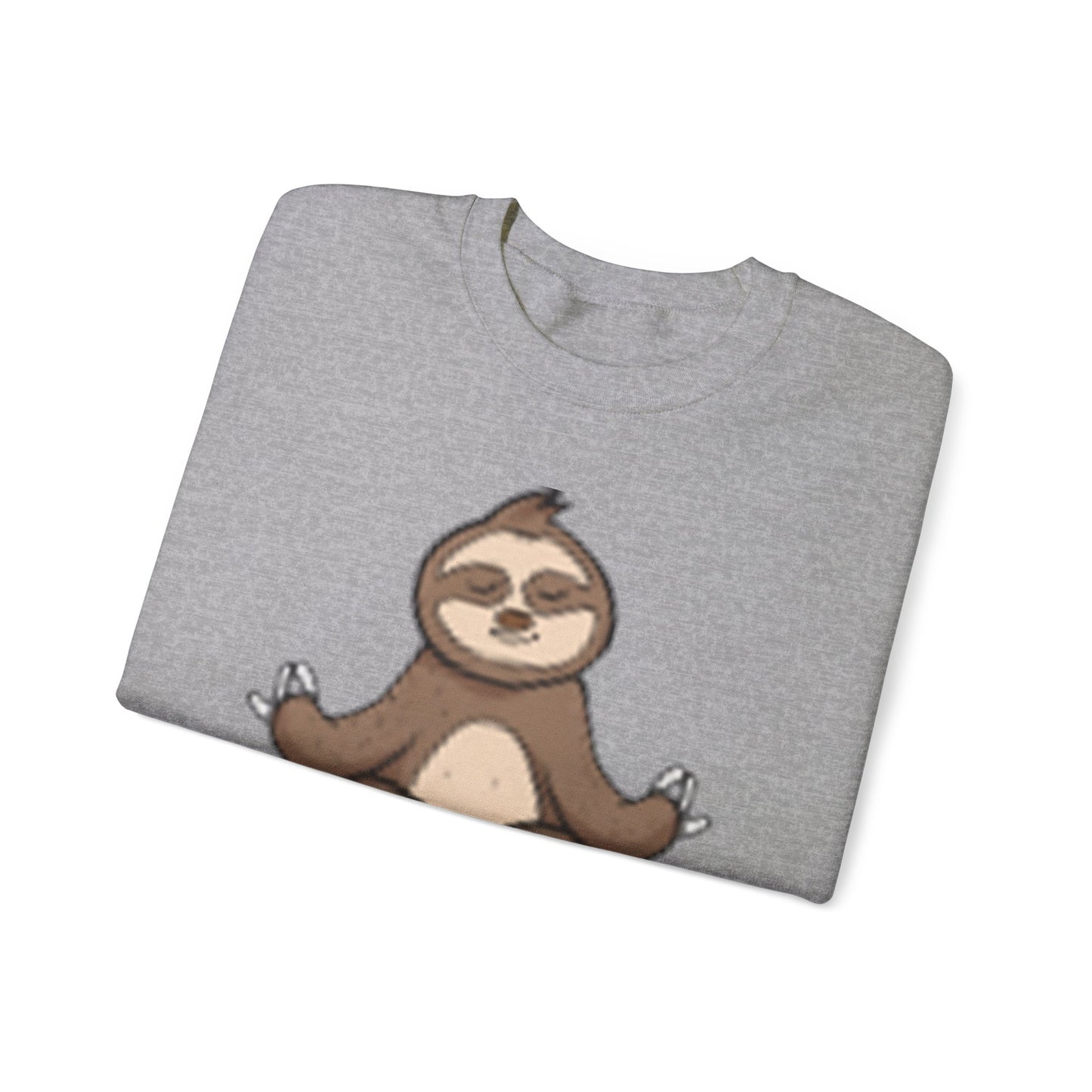 Unisex Heavy Blend™ Crewneck Sweatshirt Adult/TEEN YOGA WITH A SLOTH IN TAN AND TEAL-BLUE WRITING ON FRONT