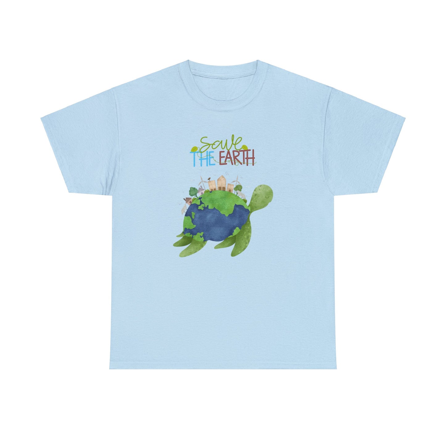 Unisex Heavy Cotton Tee Adult/Teen Activewear Shirt Comes In Many Colors Save The Earth With A Sea Turtle