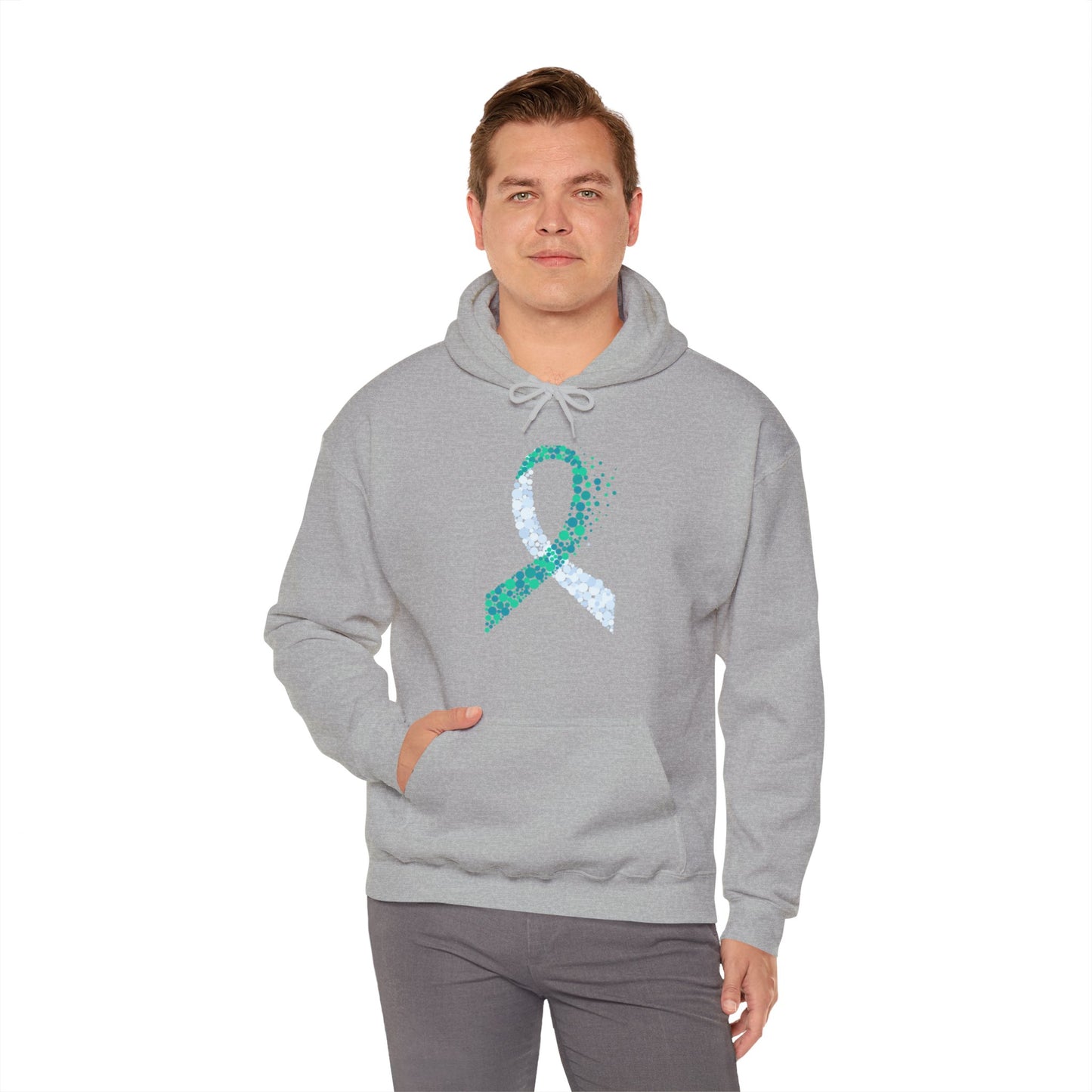 Unisex Heavy Blend™ Hooded Sweatshirt SUICIDE PREVENTION AWARENESS RIBBON TEAL/PURPLE ADULT/TEEN ACTIVEWEAR