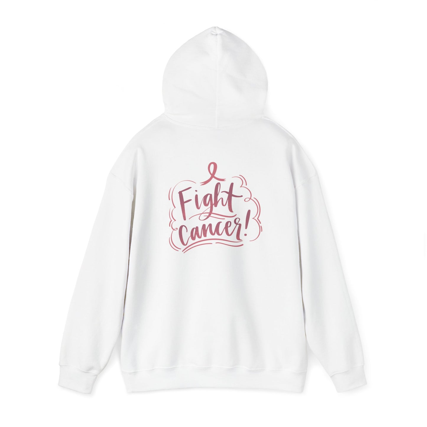 Unisex Heavy Blend™ Hooded Sweatshirt Adult/Teen Activewear on Front Pink World for Fighting Cancer and on Back Fight Cancer in Pink Writing