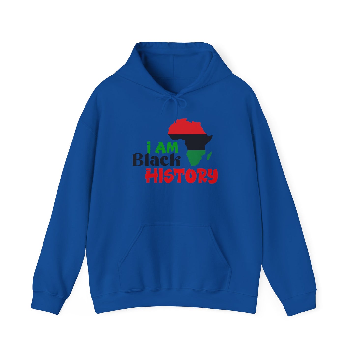 Unisex Heavy Blend™ Hooded Sweatshirt Adult/Teen Activewear I Am Black History in Colors Red Black And Green No More Racism