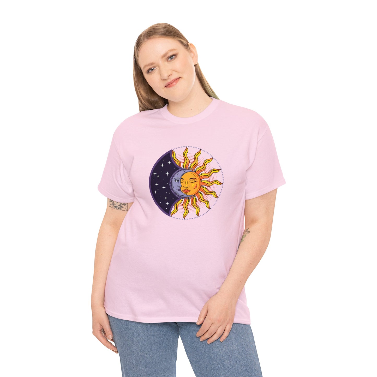 Unisex Heavy Cotton Tee Adult/Teen Activewear Sun and Moon Shirt Comes In Many Colors