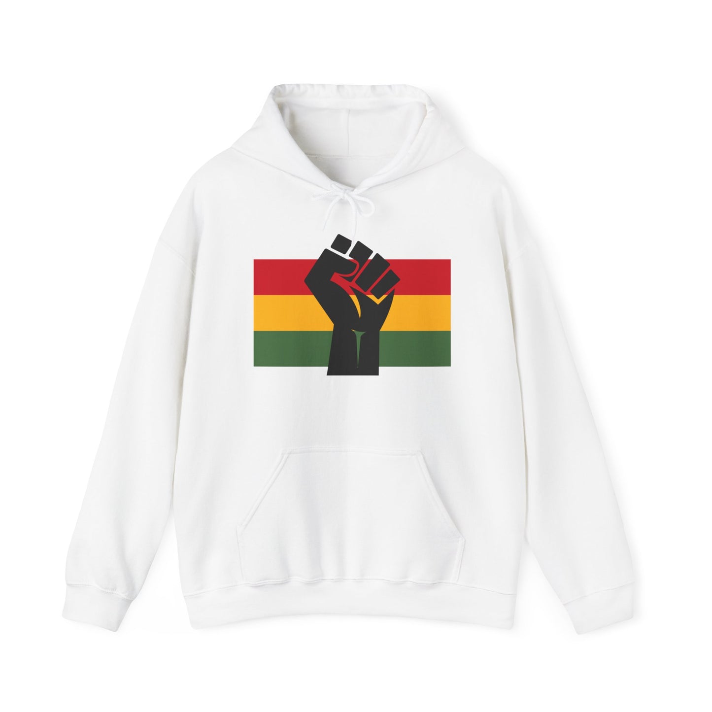 Unisex Heavy Blend™ Hooded Sweatshirt Adult/Teen Activewear No More racism Black Hand with African Colors Red Yellow Green