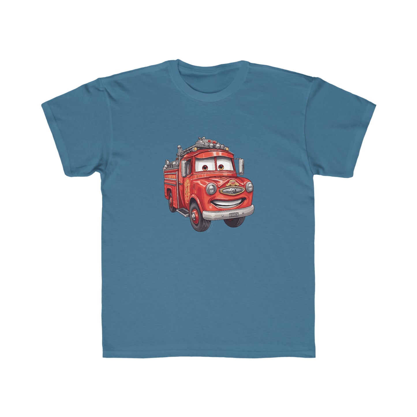 Kids Regular Fit Tee Fire Truck Fire Fighter On Back Activewear