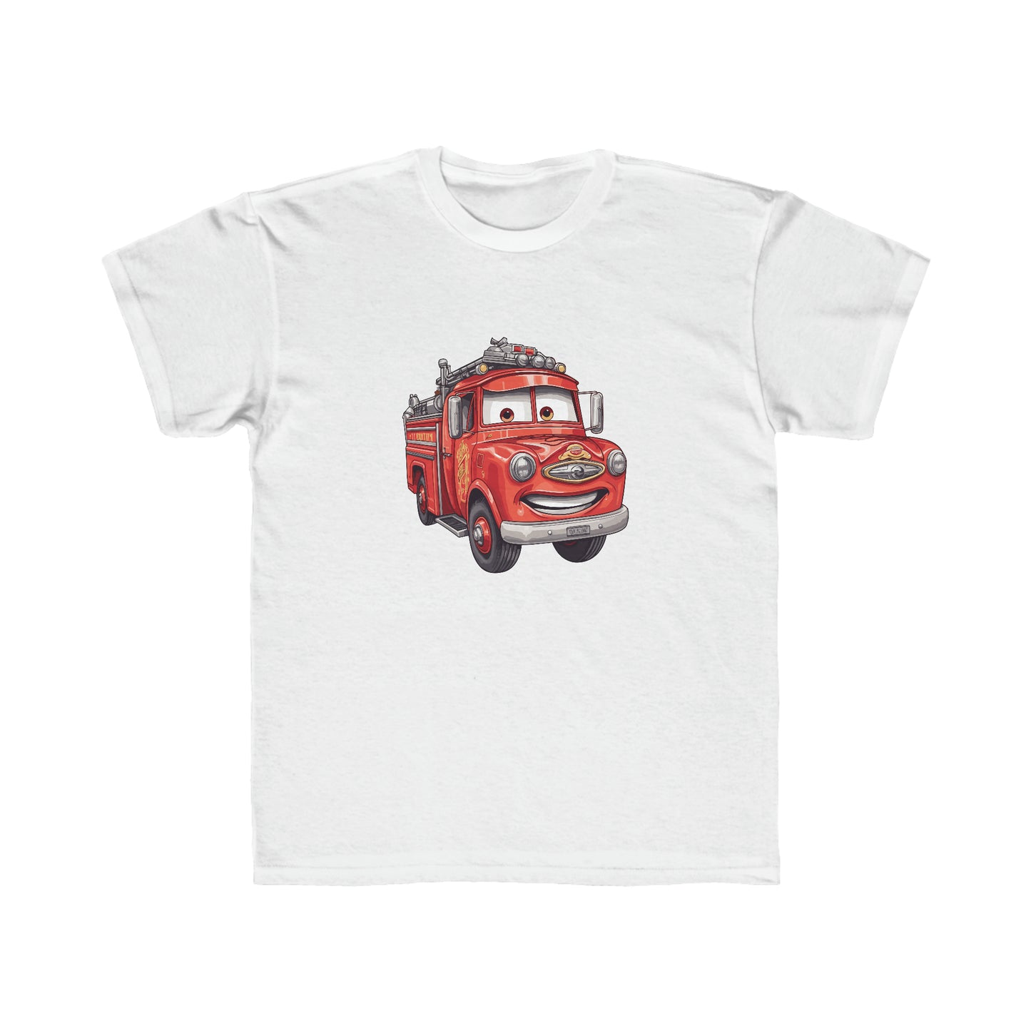 Kids Regular Fit Tee Fire Truck Fire Fighter On Back Activewear