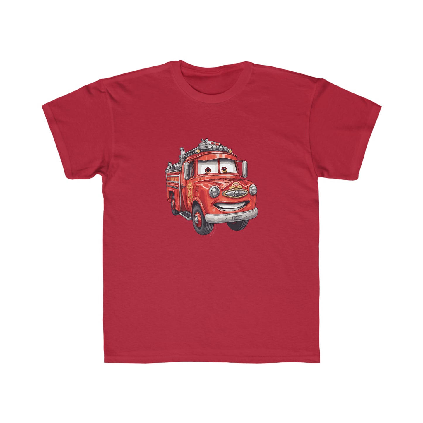Kids Regular Fit Tee Fire Truck Fire Fighter On Back Activewear
