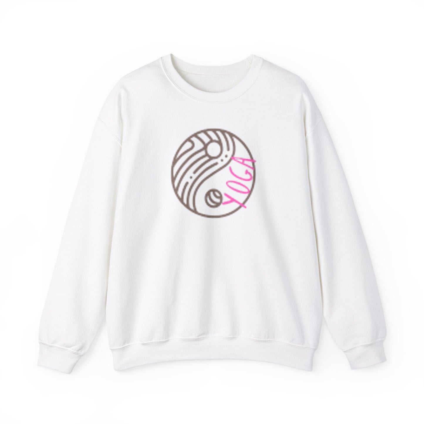 Unisex Heavy Blend™ Crewneck Sweatshirt ADULT/TEEN ACTIVEWEAR SWEATSHIRT YIN-YANG= BALANCE AND HARMONY YOGA IN PINK WRITING