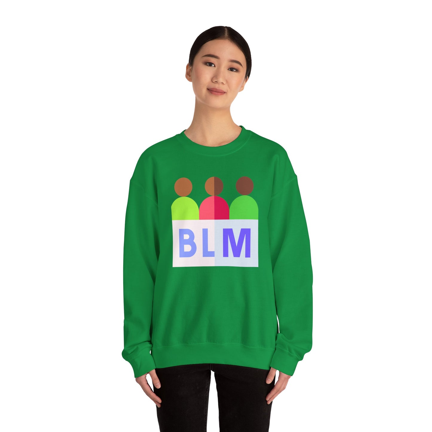 Unisex Heavy Blend™ Crewneck Sweatshirt Adult/Teen Activewear Black Lives Matter with Tan Brown Green and Purple Writing