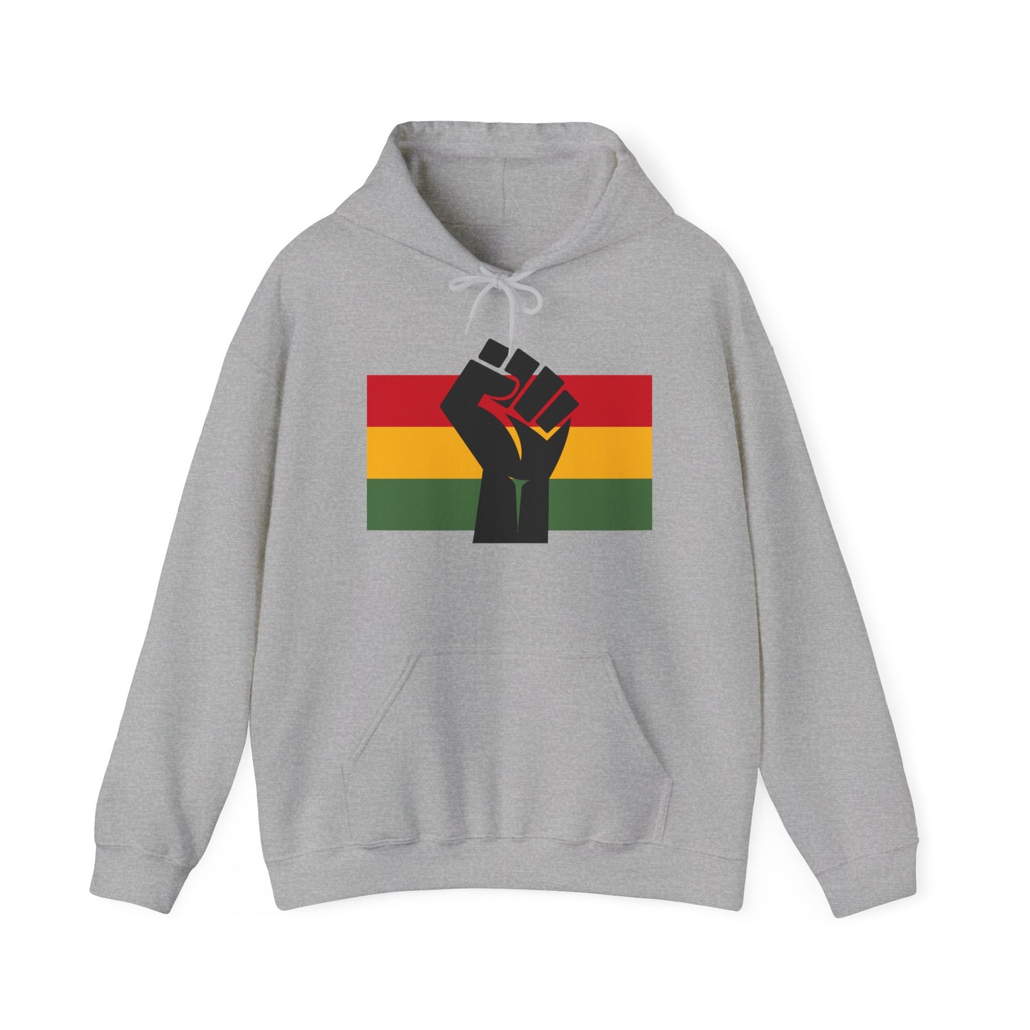 Unisex Heavy Blend™ Hooded Sweatshirt Adult/Teen Activewear No More racism Black Hand with African Colors Red Yellow Green