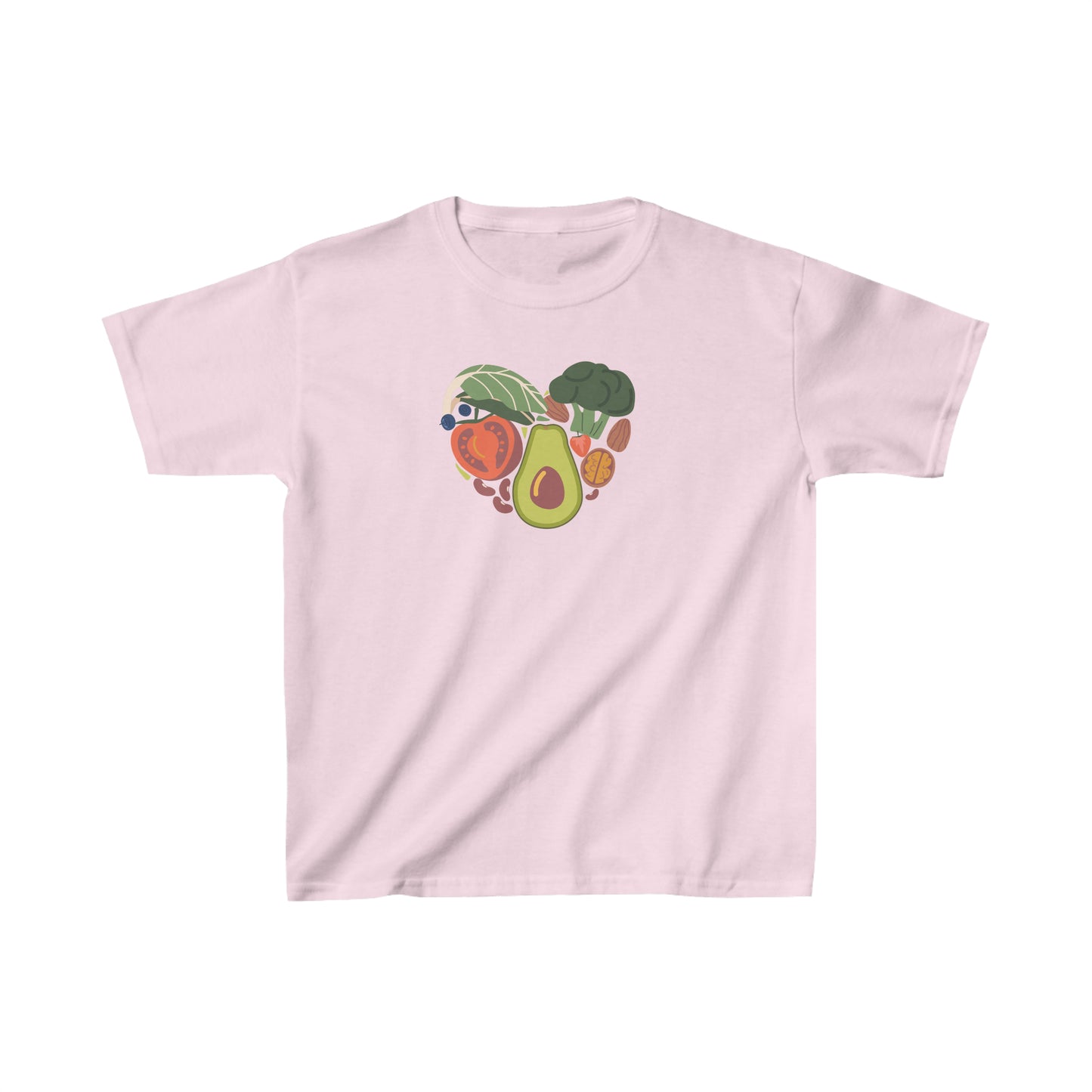 Kids Heavy Cotton™ Tee Activewear Shirt Comes In Many Colors Veggies in Heart Shape