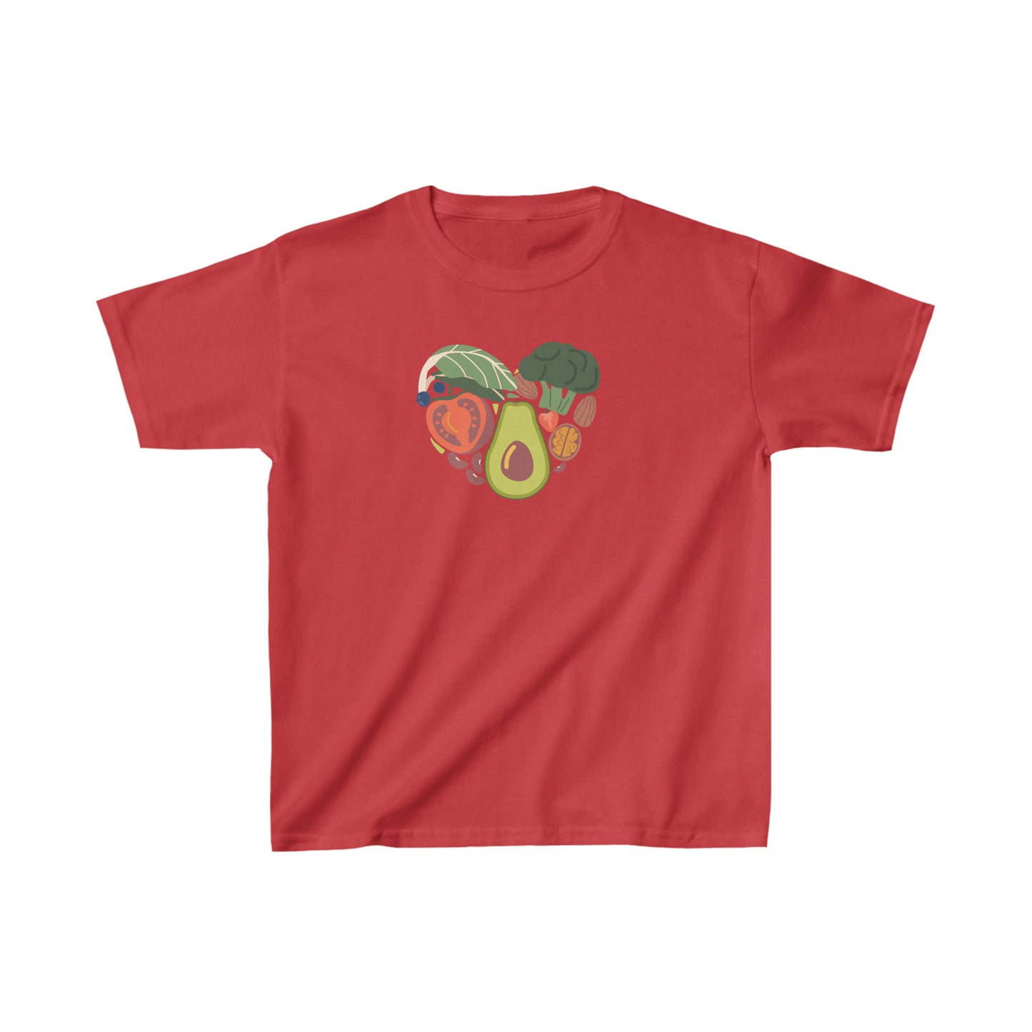Kids Heavy Cotton™ Tee Activewear Shirt Comes In Many Colors Veggies in Heart Shape