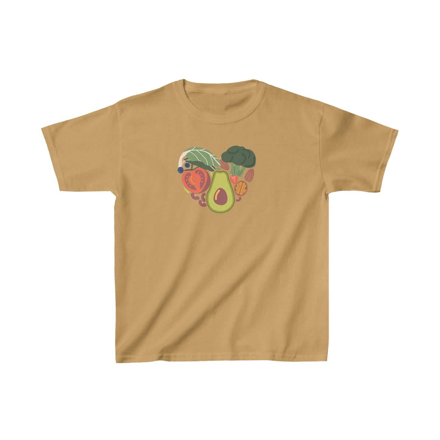 Kids Heavy Cotton™ Tee Activewear Shirt Comes In Many Colors Veggies in Heart Shape