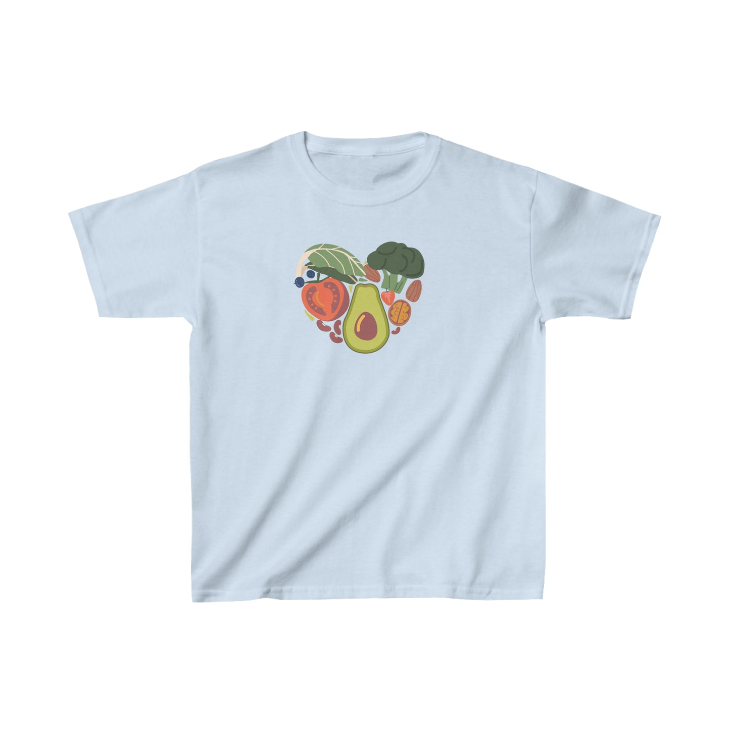 Kids Heavy Cotton™ Tee Activewear Shirt Comes In Many Colors Veggies in Heart Shape