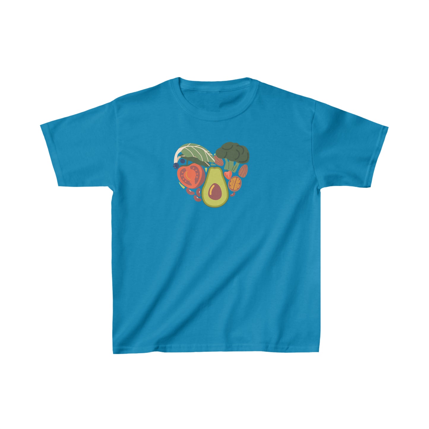 Kids Heavy Cotton™ Tee Activewear Shirt Comes In Many Colors Veggies in Heart Shape