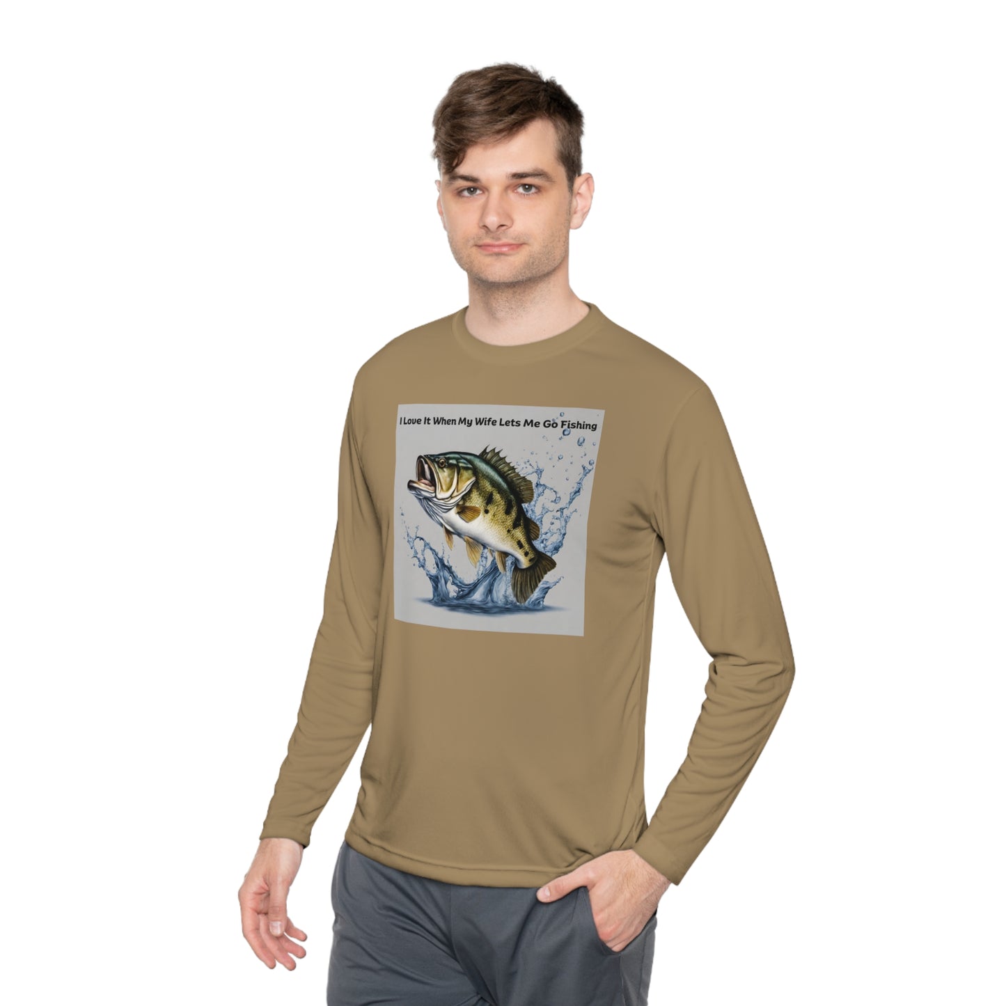 Unisex Lightweight Long Sleeve Tee Adult Activewear I Love It When My Wife Lets Me Go Fishing