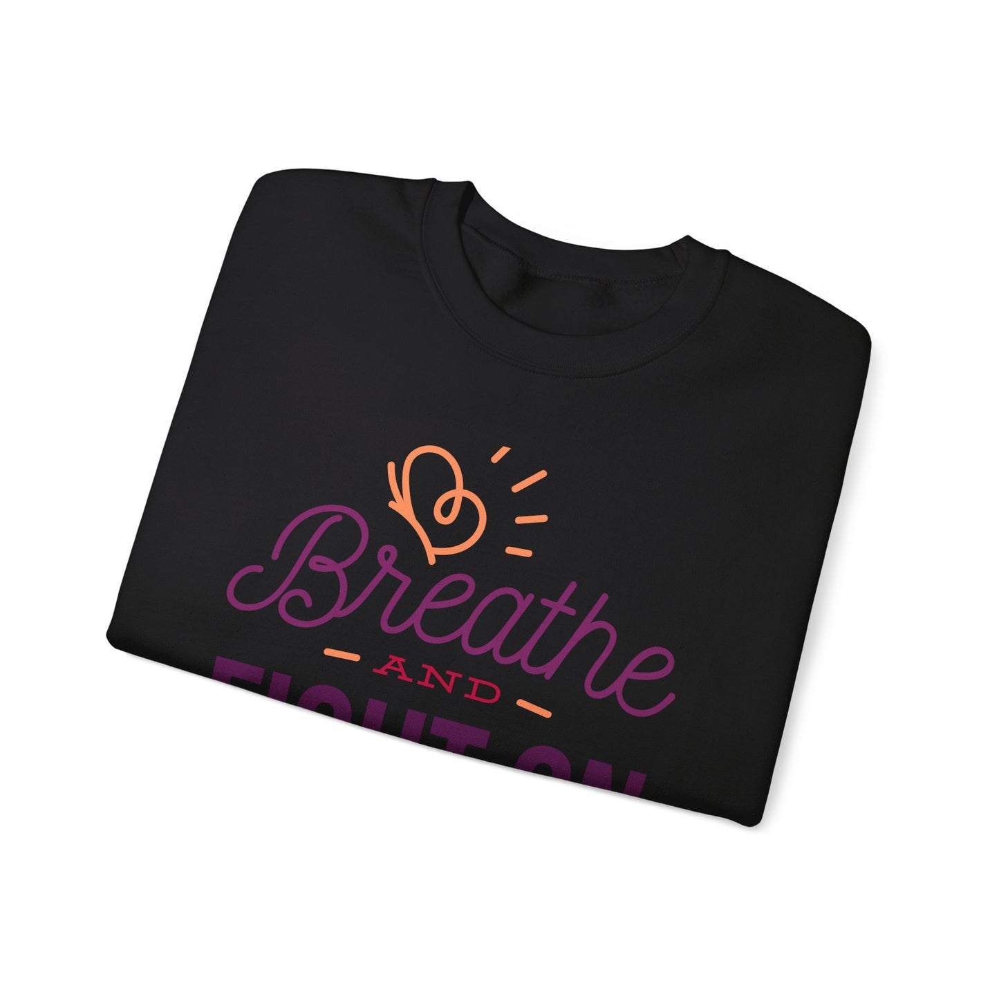 Unisex Heavy Blend™ Crewneck Sweatshirt Adult/Teen Activewear Black Lives Matter Breathe and Live On in Colors Purple and Peach Writing