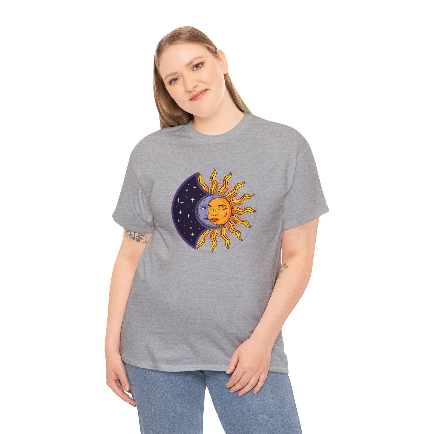 Unisex Heavy Cotton Tee Adult/Teen Activewear Sun and Moon Shirt Comes In Many Colors