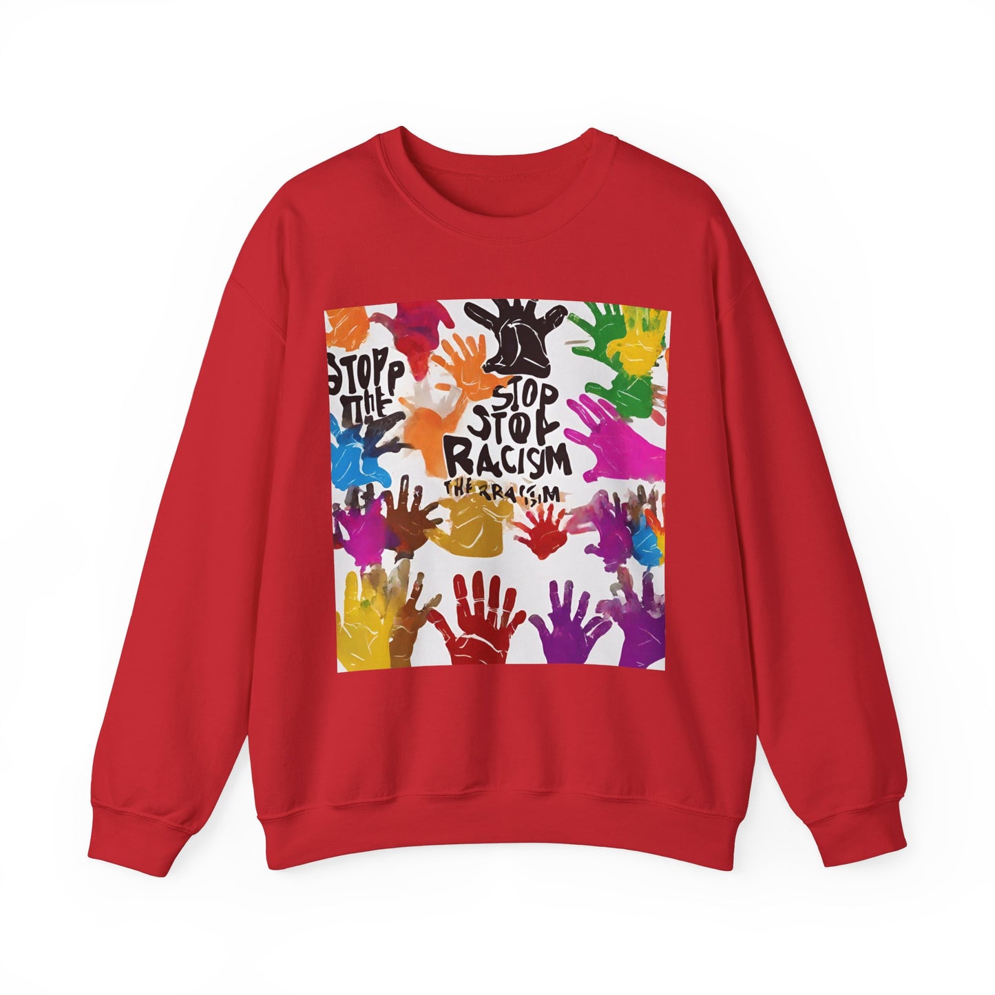 Unisex Heavy Blend™ Crewneck Sweatshirt Adult/Teen Stop Racism Awareness' Activewear Colors Red Yellow Blue Green