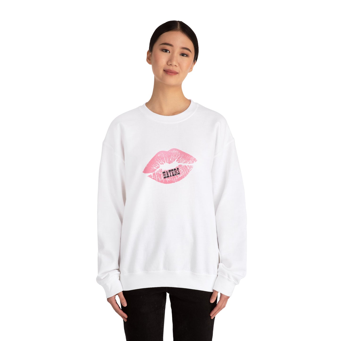 Top does say "Haters" Unisex Heavy Blend™ Crewneck Sweatshirt