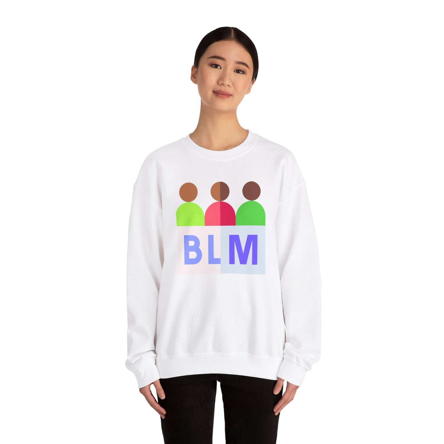 Unisex Heavy Blend™ Crewneck Sweatshirt Adult/Teen Activewear Black Lives Matter with Tan Brown Green and Purple Writing