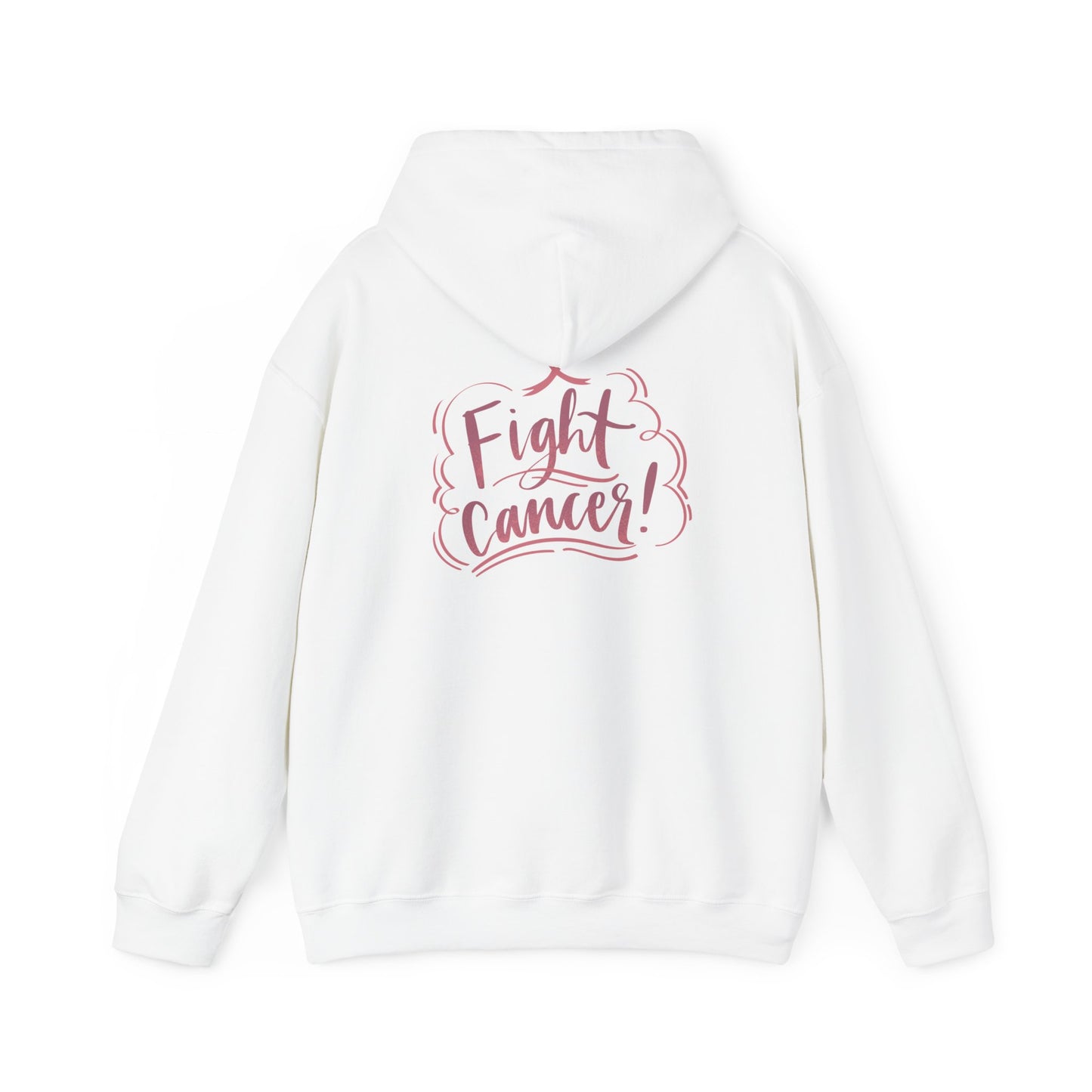 Unisex Heavy Blend™ Hooded Sweatshirt Adult/Teen Activewear on Front Pink World for Fighting Cancer and on Back Fight Cancer in Pink Writing