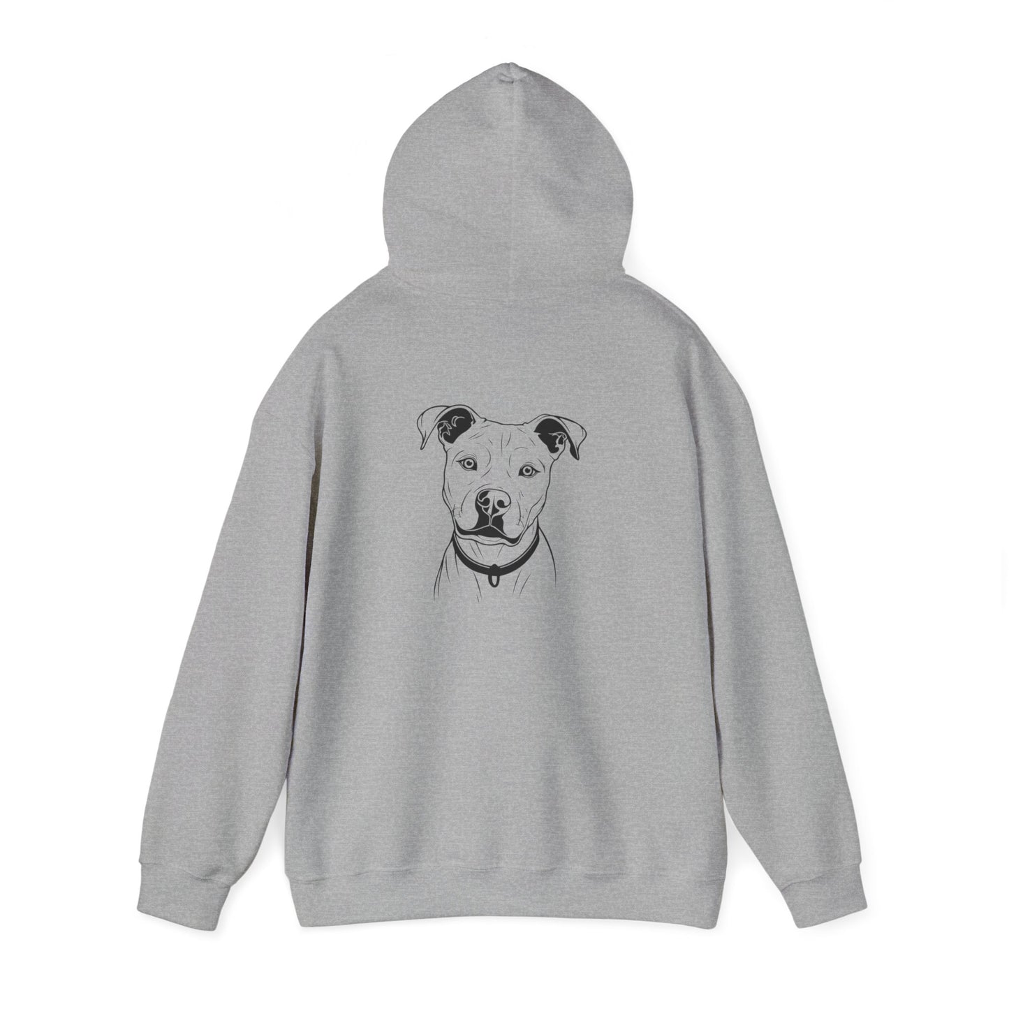 Unisex Heavy Blend™ Hooded Sweatshirt Adult/Teen Activewear Adopt A Pet On Front Black Outline Of Dog on Back