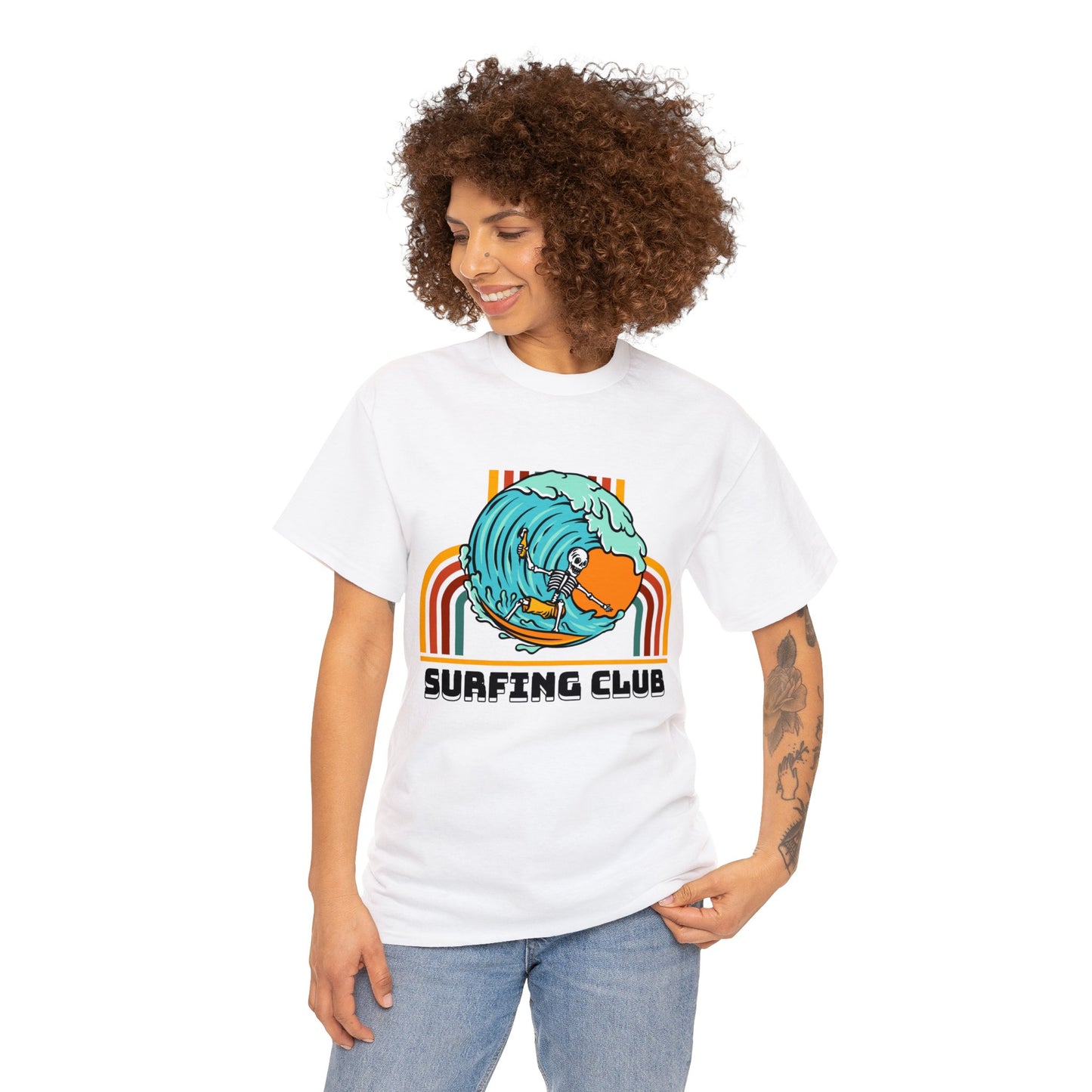 Unisex Heavy Cotton Tee adult/Teen Surfing Club Shirt Comes In Many Colors