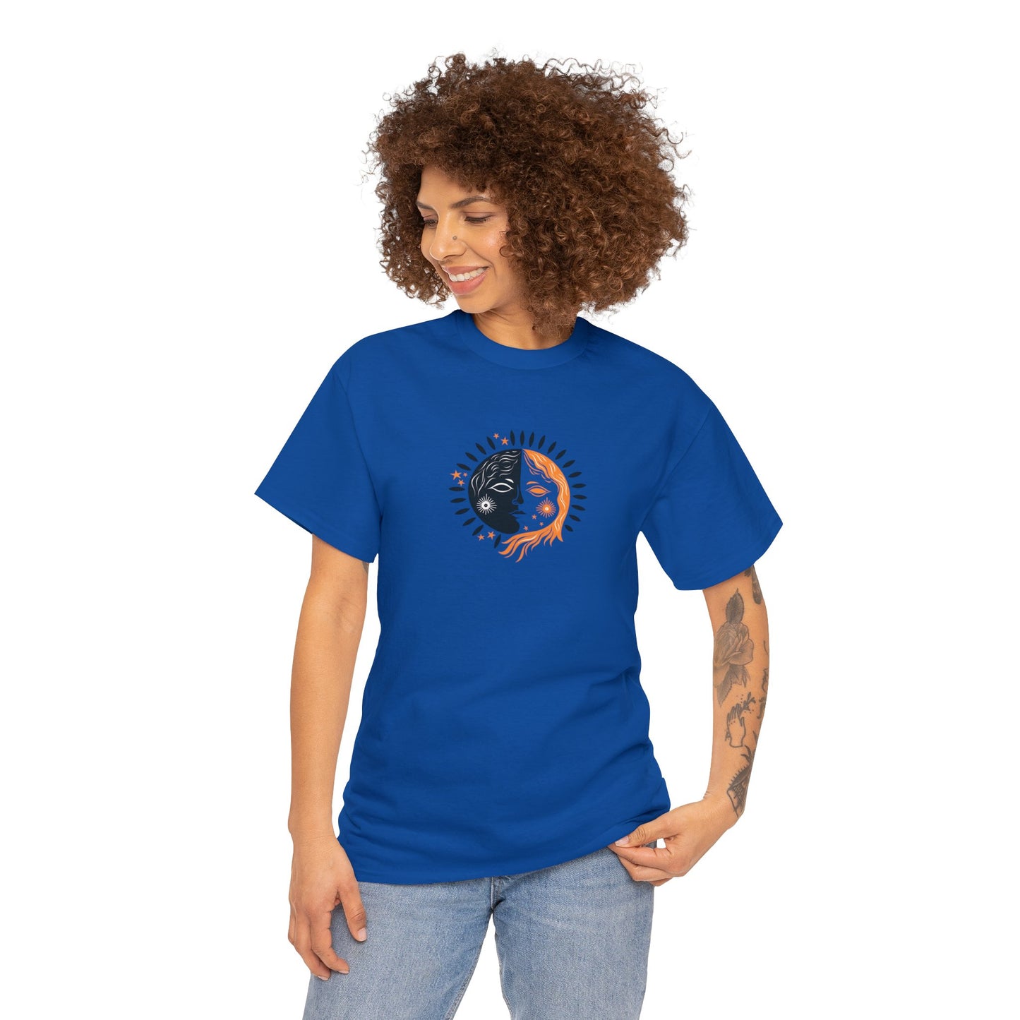 Unisex Heavy Cotton Tee Adult/Teen Activewear Sun and Moon Shirt Comes In Various Colors