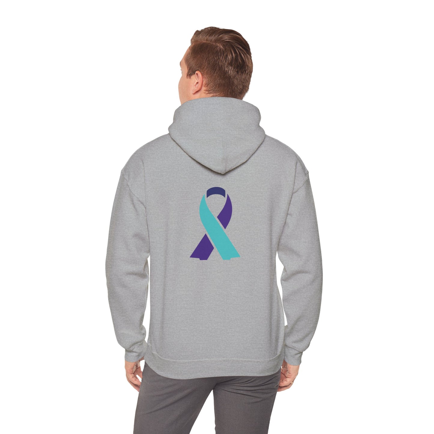 Unisex Heavy Blend™ Hooded Sweatshirt Adult/Teen Activewear Suicide Awareness Ribbon Teal/Purple Ribbon