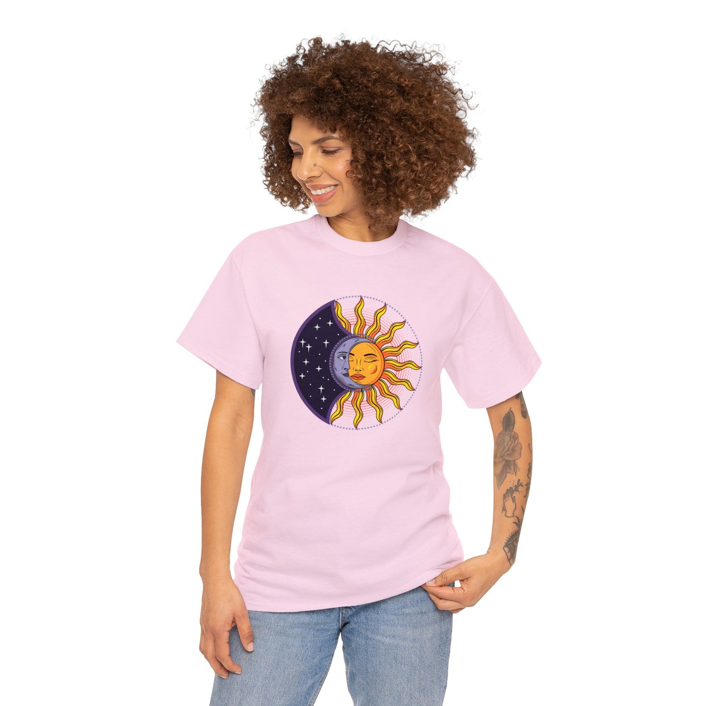 Unisex Heavy Cotton Tee Adult/Teen Activewear Sun and Moon Shirt Comes In Many Colors