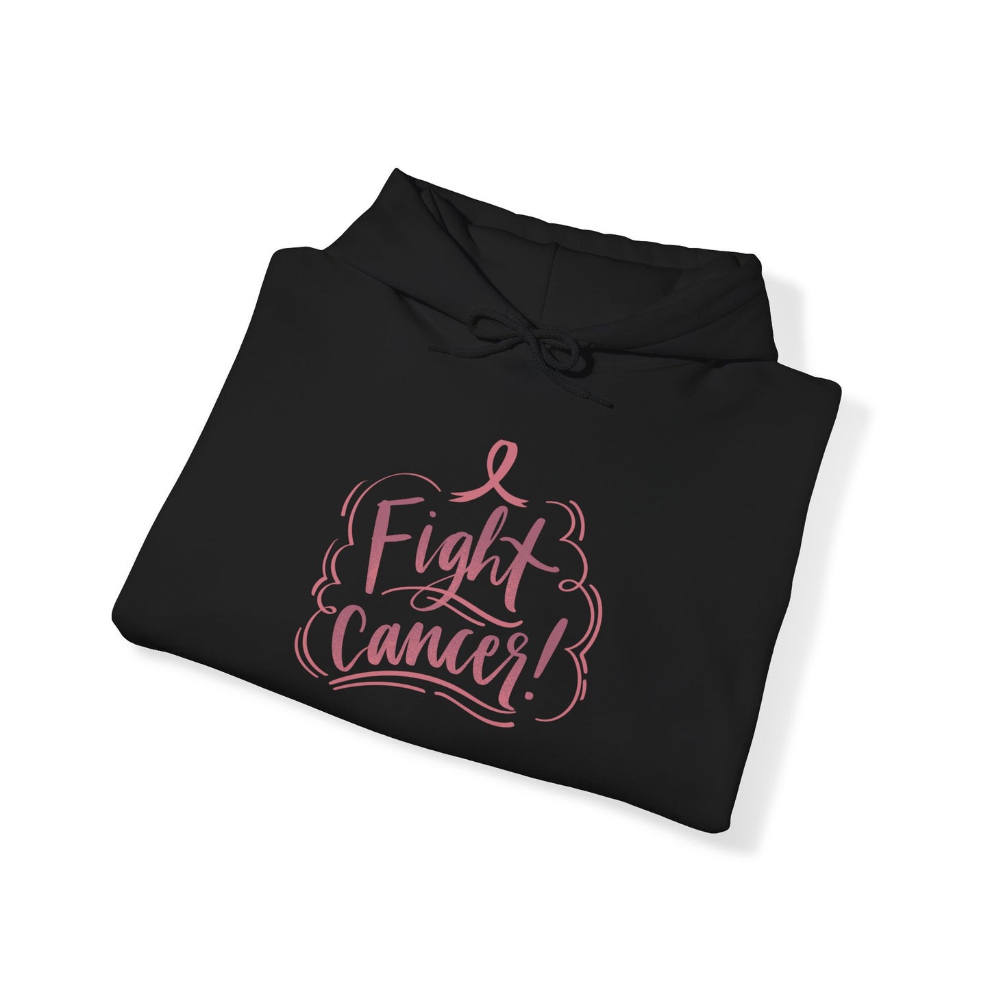 Unisex Heavy Blend™ Hooded Sweatshirt Adult/Teen Activewear fight Cancer Awareness in Pink Writing with Pink Ribbon