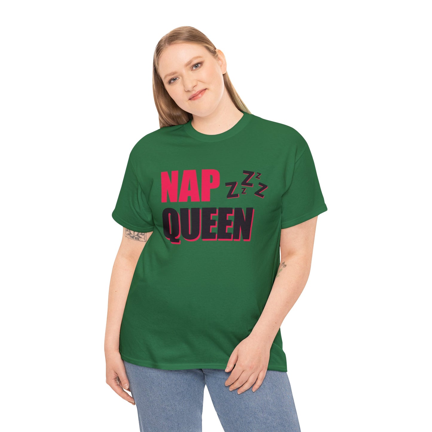 Unisex Heavy Cotton Tee Adult/Teen Activewear Nap Queen In Black Writing  Customizable Call 603-377-1833