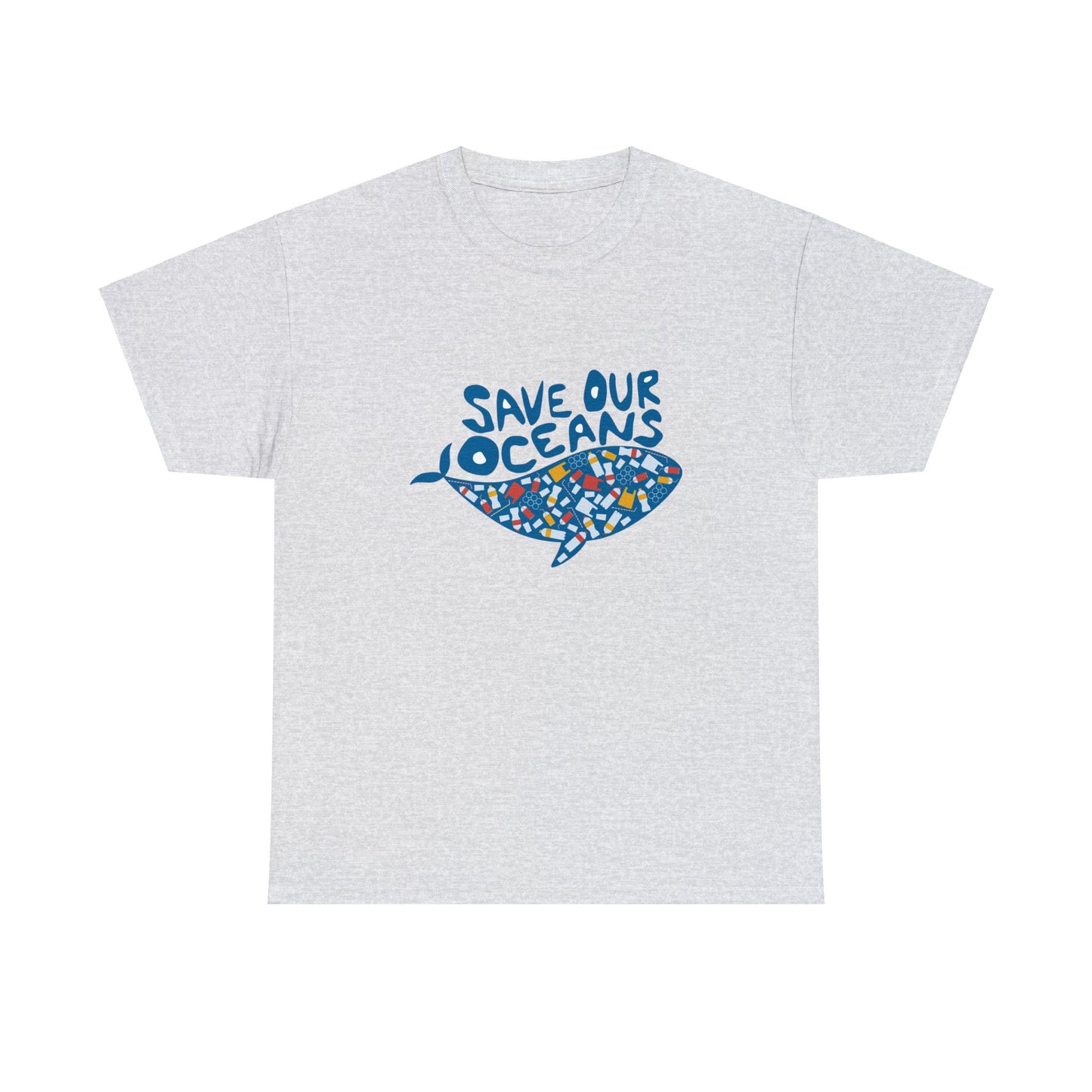 Unisex Heavy Cotton Tee Adult/Teen Activewear Shirt Comes In Many Colors Save Our Oceans Whale in Blue