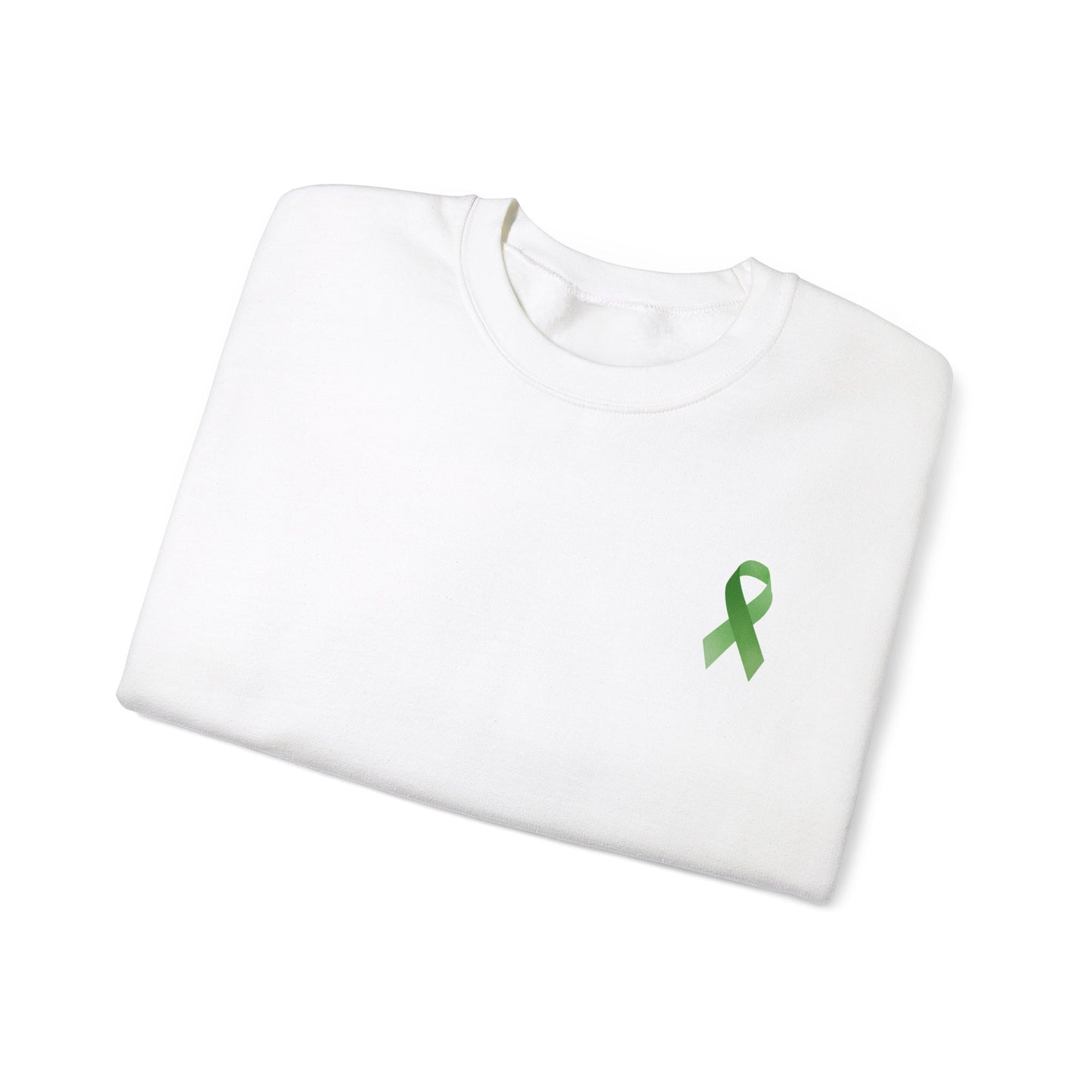 Unisex Heavy Blend™ Crewneck Sweatshirt Adult/Teen Activewear Mental Health Awareness Ribbon on Front Asking for Help Is OK on Right Sleeve