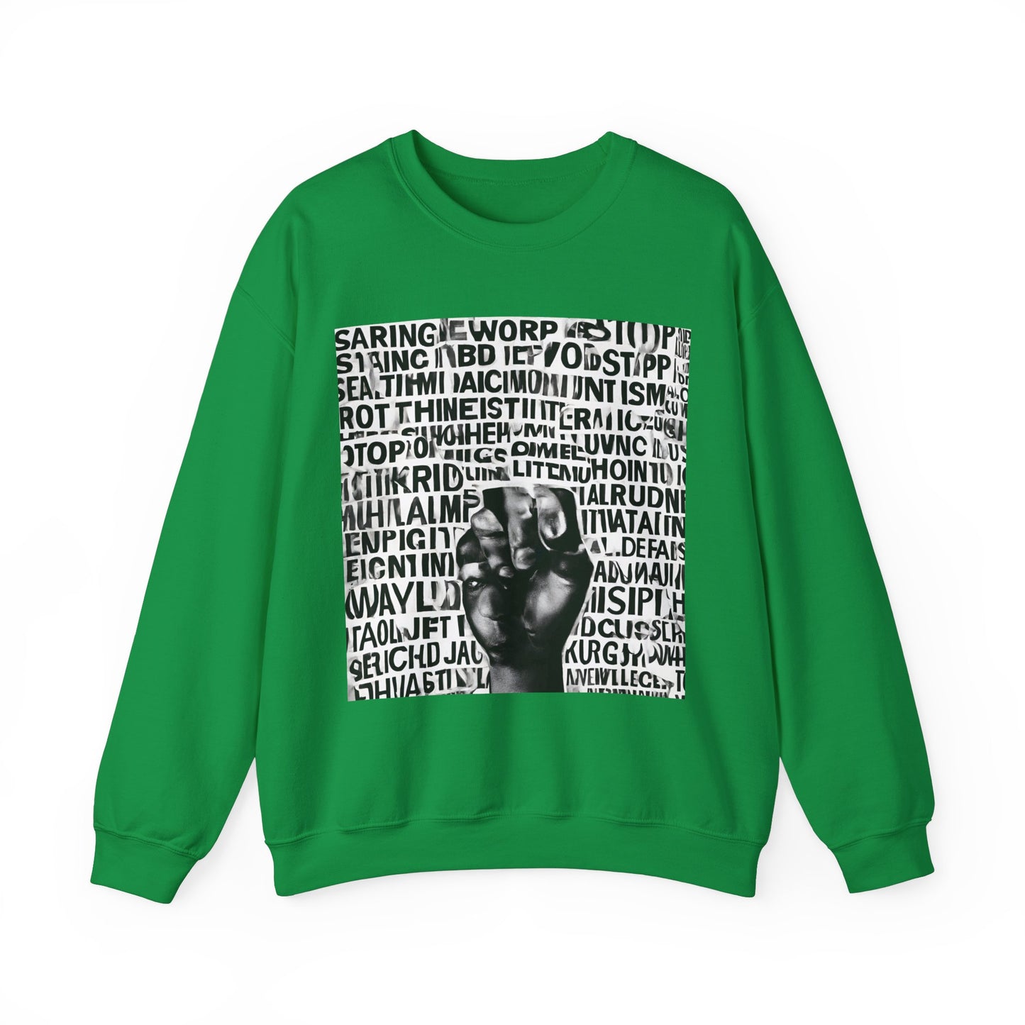 Unisex Heavy Blend™ Crewneck Sweatshirt Adult/Teen Activewear No More Racism with Black Fist