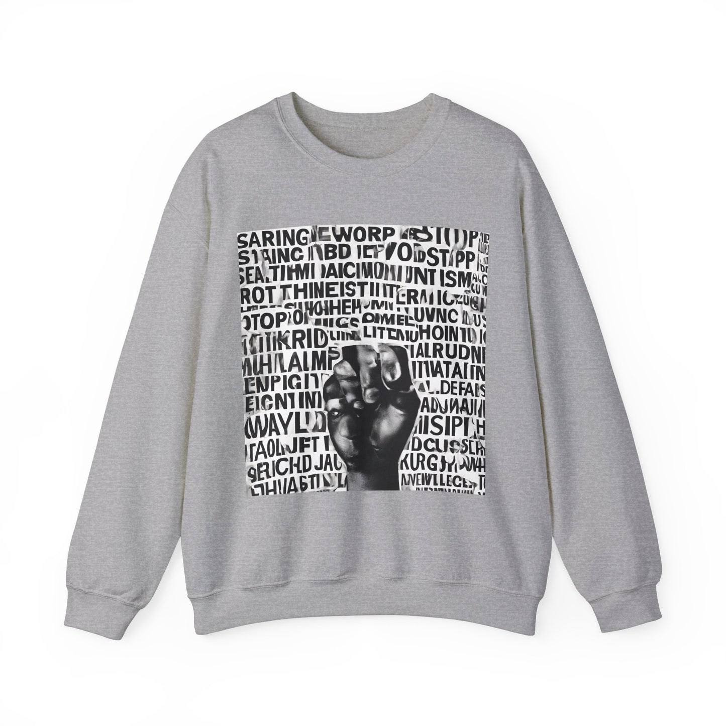 Unisex Heavy Blend™ Crewneck Sweatshirt Adult/Teen Activewear No More Racism with Black Fist