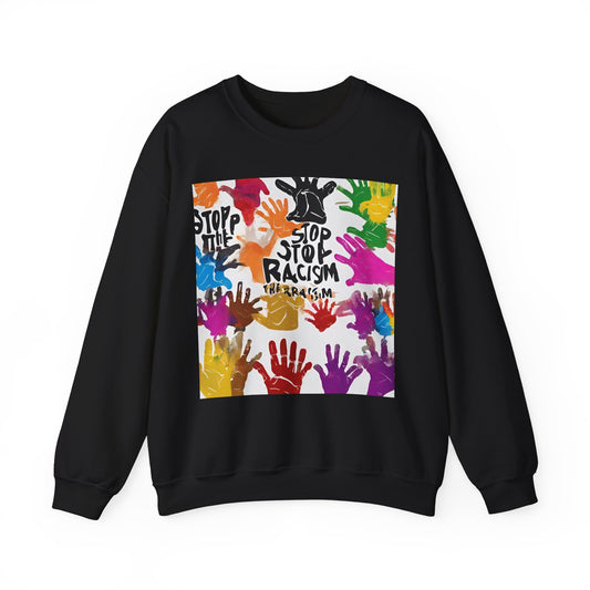 Unisex Heavy Blend™ Crewneck Sweatshirt Adult/Teen Stop Racism Awareness' Activewear Colors Red Yellow Blue Green